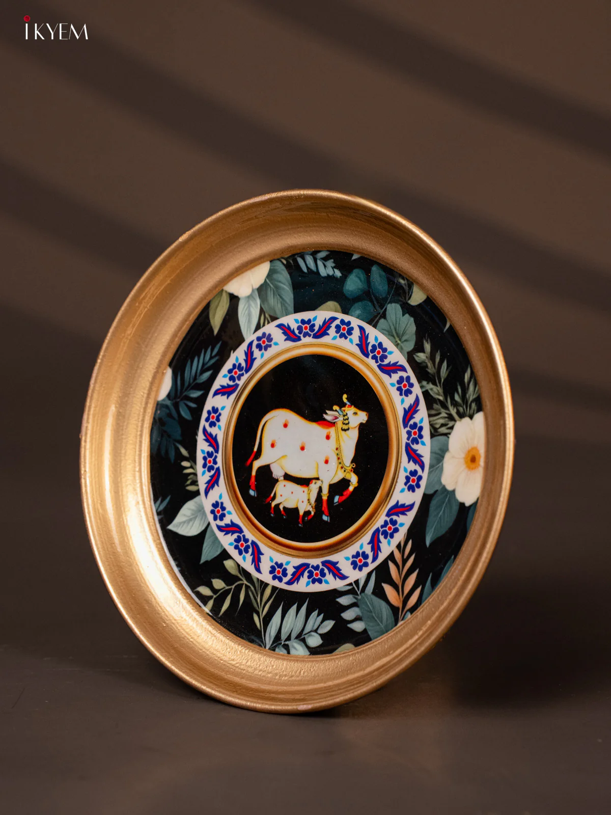 Cow & Calf with Floral  Printed Copper Coating Plate 6 Inch - Image 3