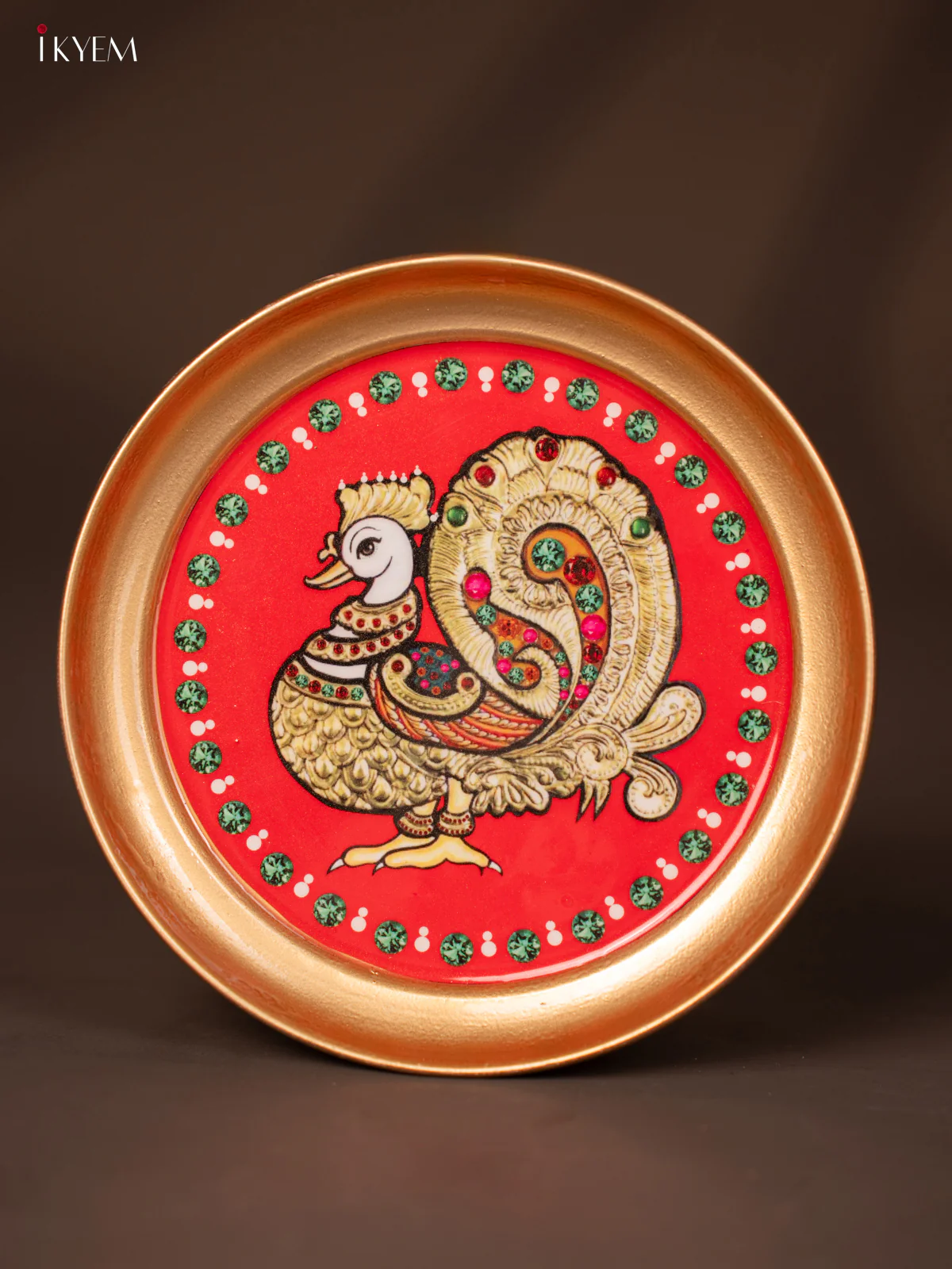 Annapakshi Printed Red Brass Coated Plate - 6 Inches - KG25127