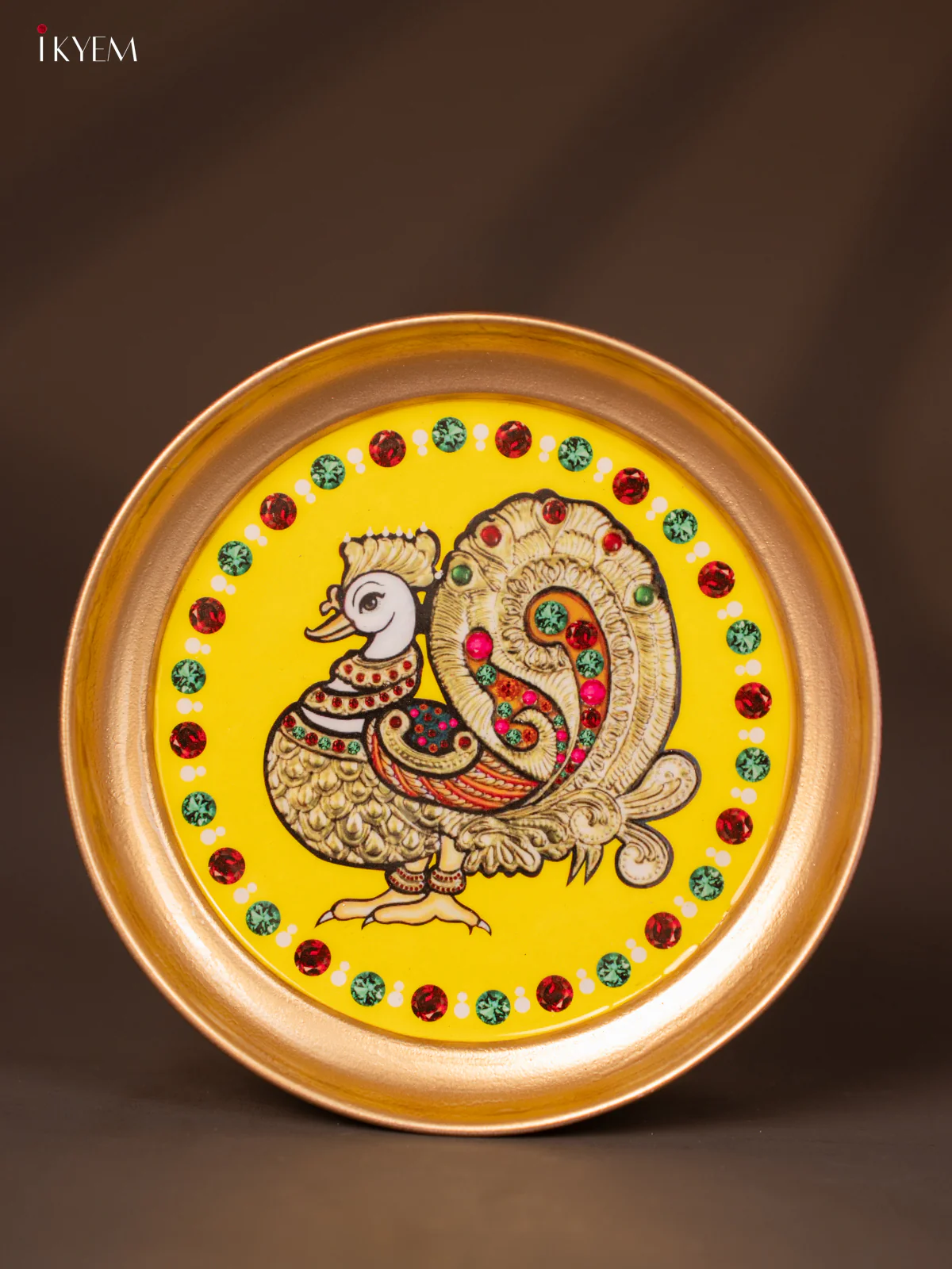 Annapakshi Printed Yellow Brass Coated Plate - 6 Inches - KG25132