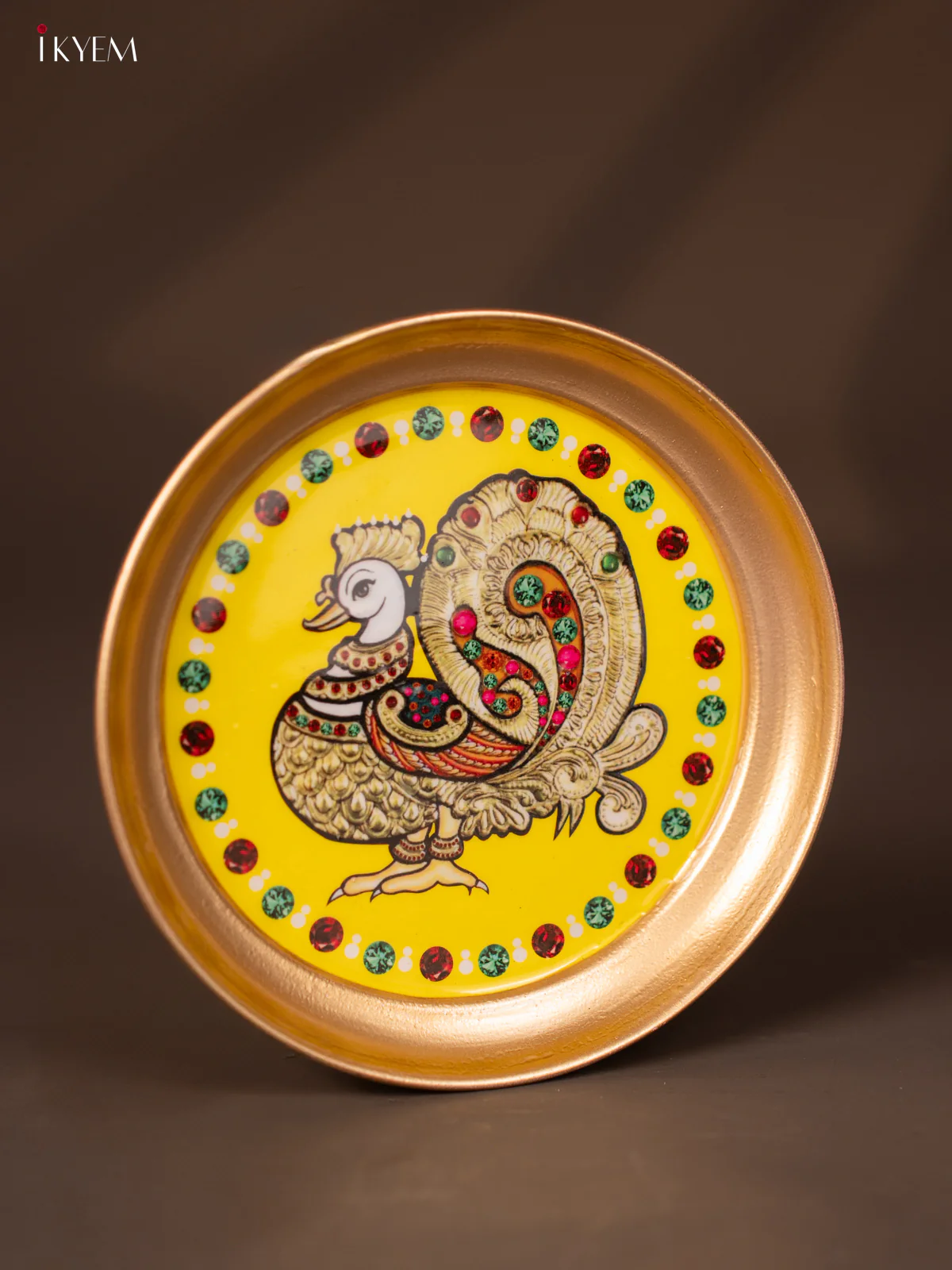 Annapakshi Printed Yellow Brass Coated Plate - 6 Inches - KG25132 - Image 2