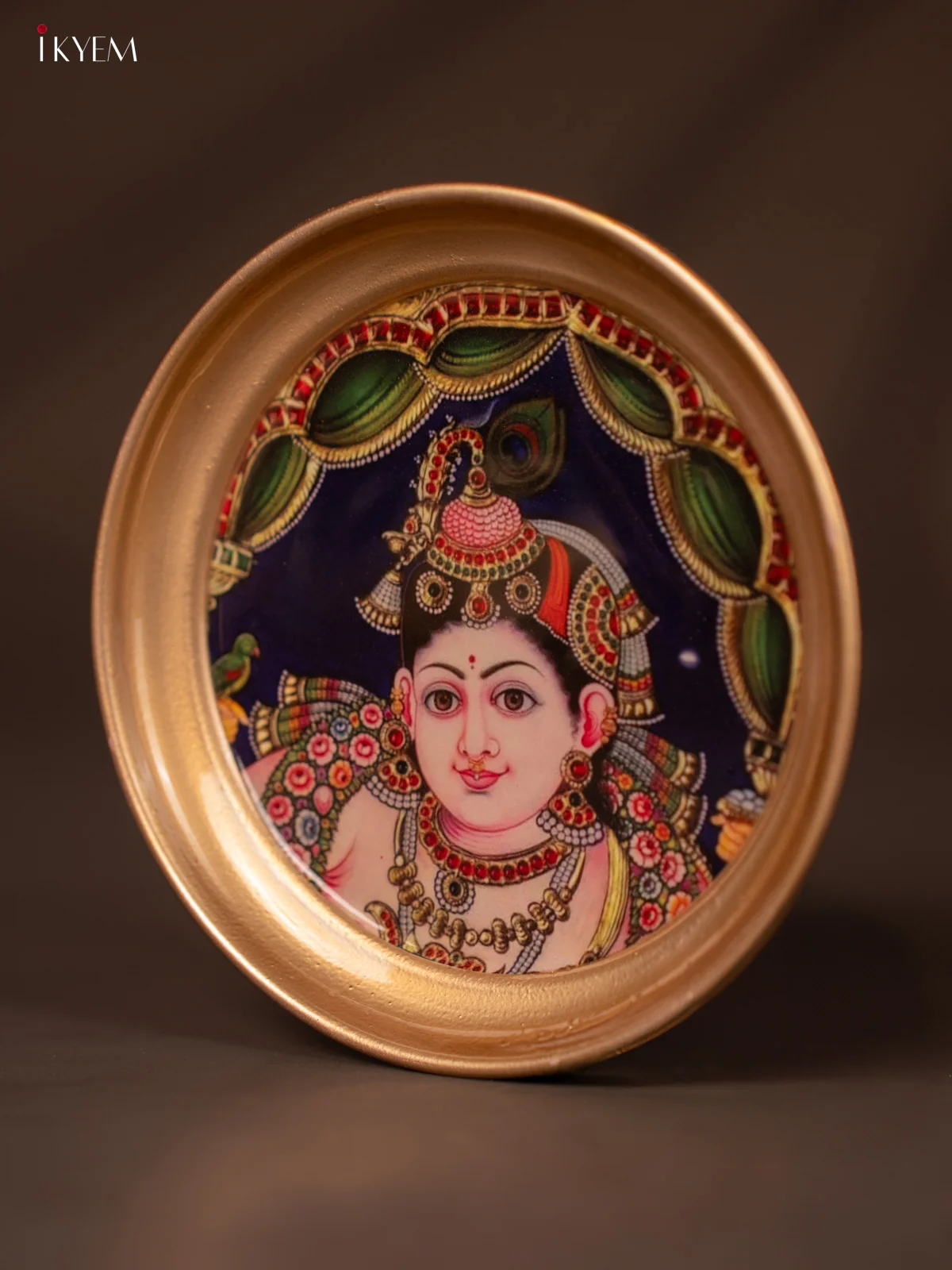 Krishna Printed Brass Coated Plate - 6 Inches - KG25135 - Image 3