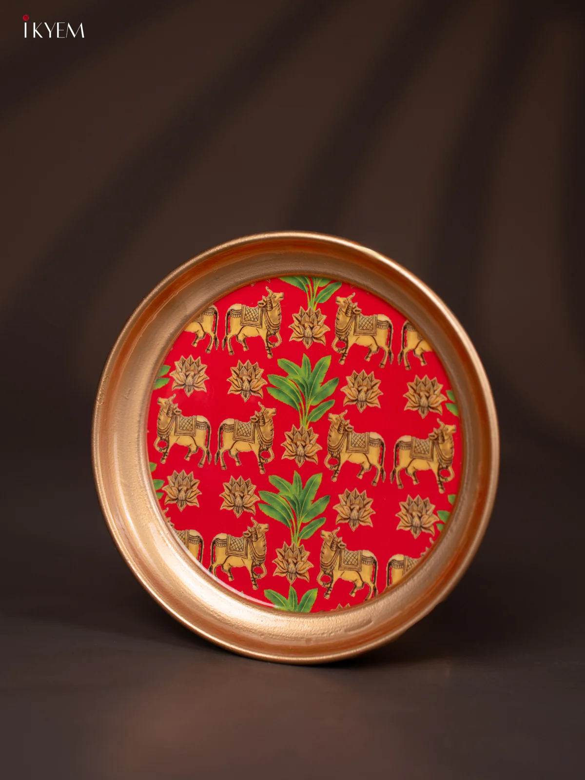 Cow Printed Red Brass Coated Plate - 6 Inches - KG25143 - Image 3