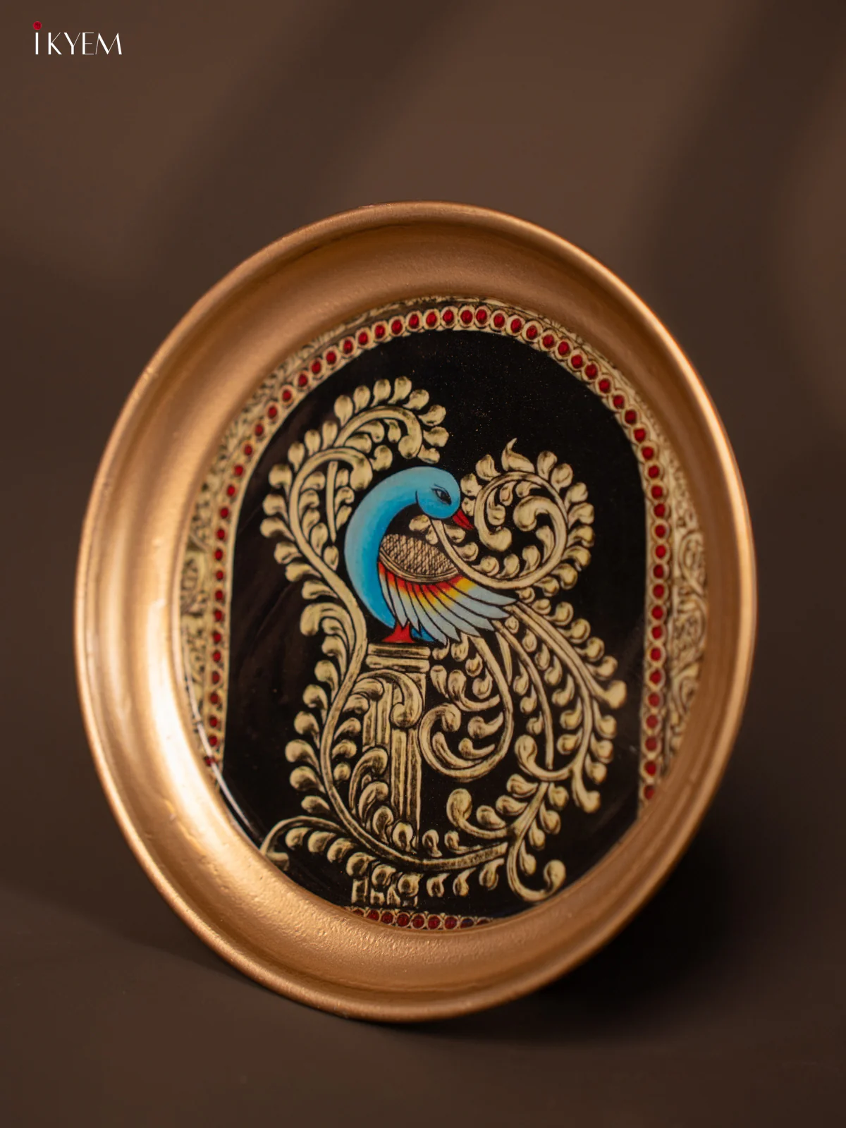 Peacock Printed Brass Coated Plate - 6 Inches - KG25153 - Image 3