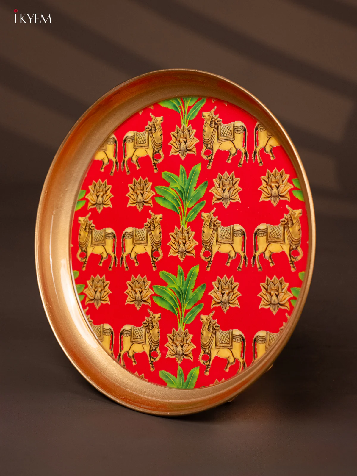 Cow Printed Red Brass Coated Plate - 8 Inches - KG25171 - Image 3