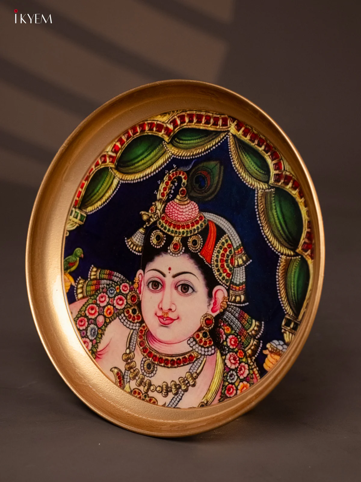 Krishna Printed Brass Coated Plate - 8 Inches - KG25187 - Image 3