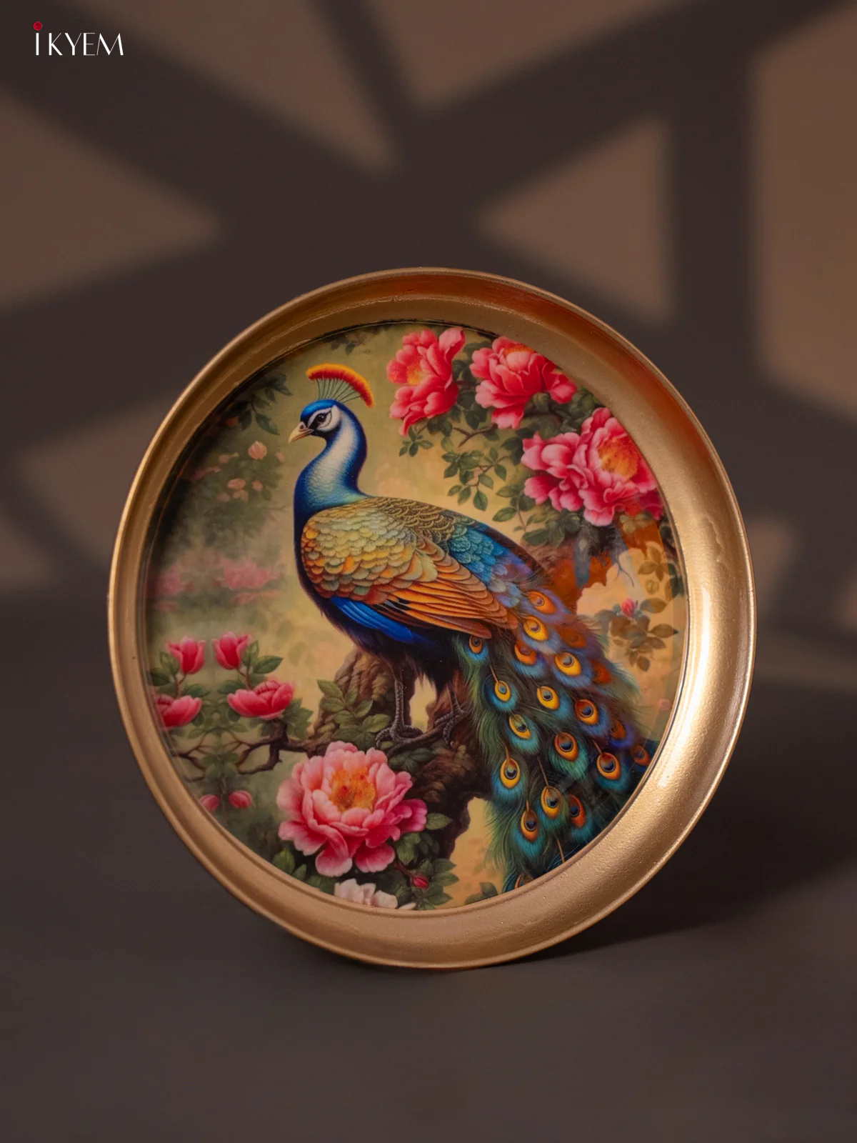 Peacock  Printed Green Copper Coating Plate 8 Inch - Image 2