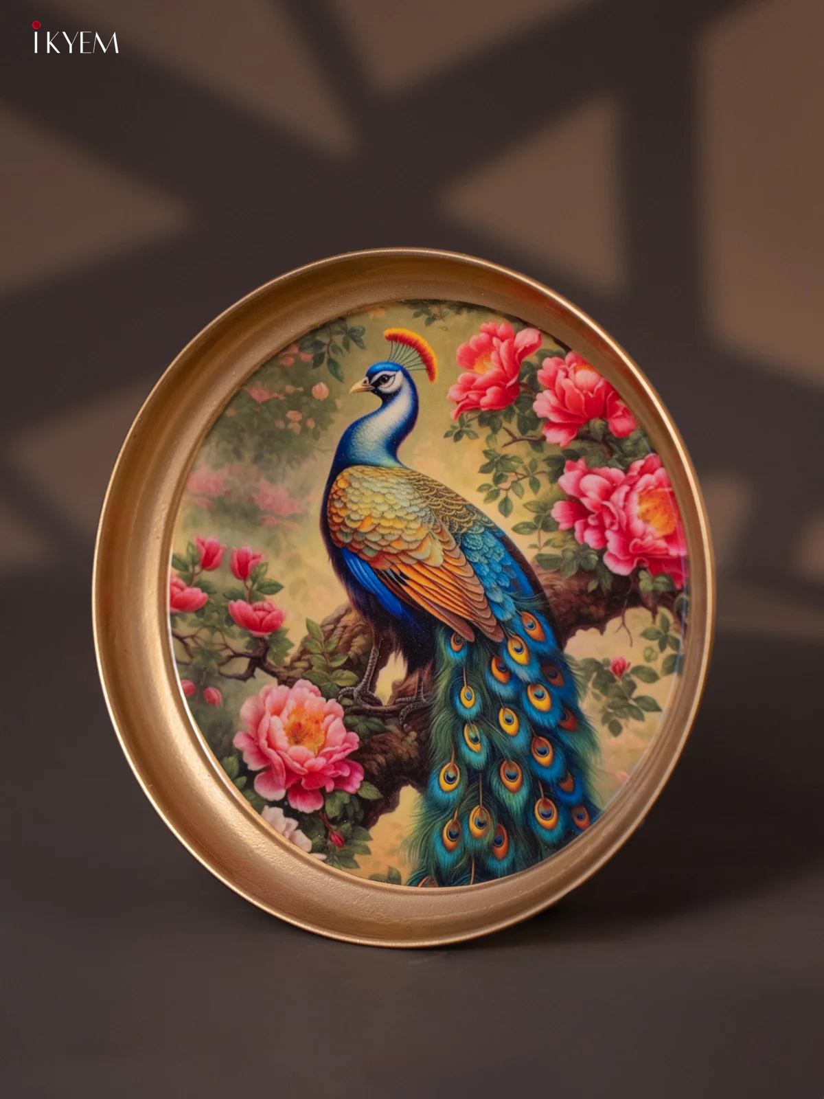 Peacock  Printed Green Copper Coating Plate 8 Inch - Image 4