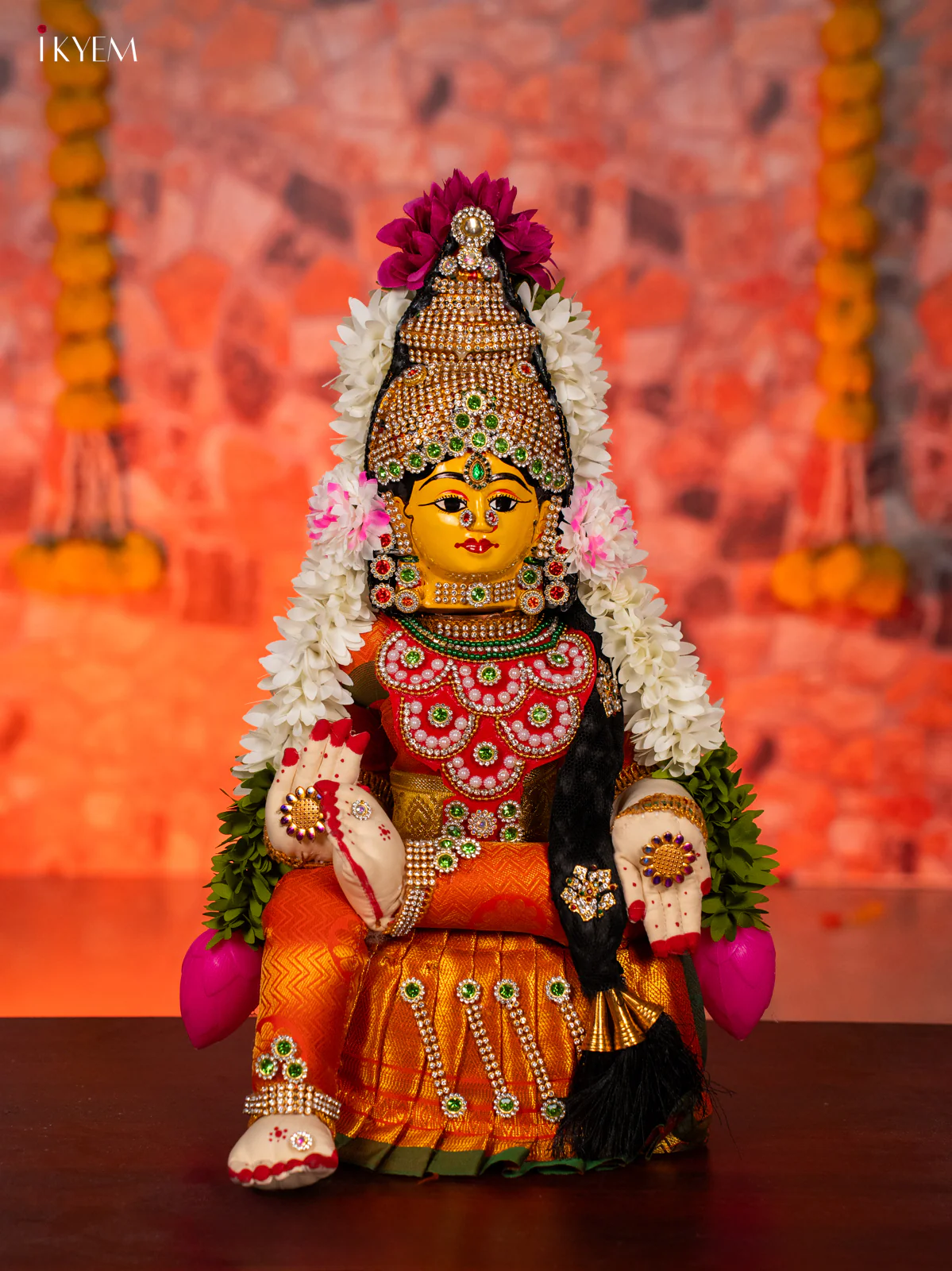 Varamahalakshmi  Doll - Orange 17 Inches - KG30126