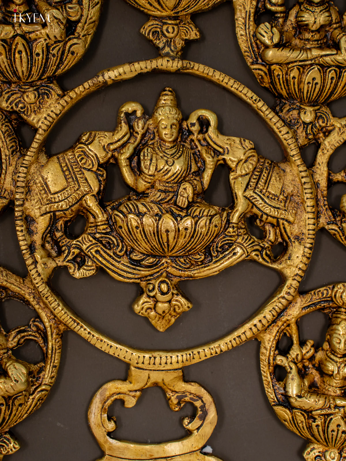 Brass Ashtalakshmi & Peacock Wall Hanging Diya with Bell - KH01115 - Image 3