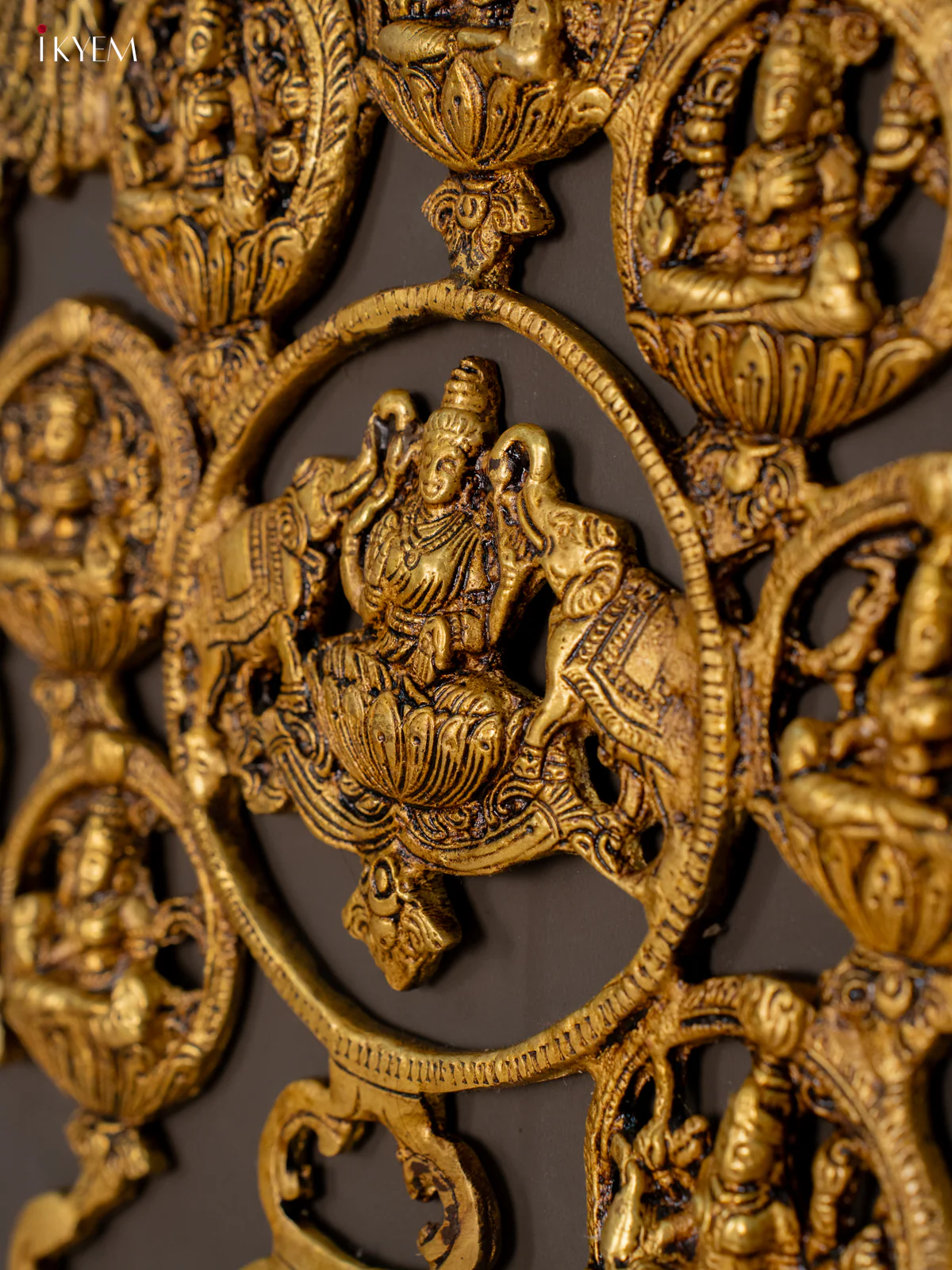 Brass Ashtalakshmi & Peacock Wall Hanging Diya with Bell - KH01115 - Image 9