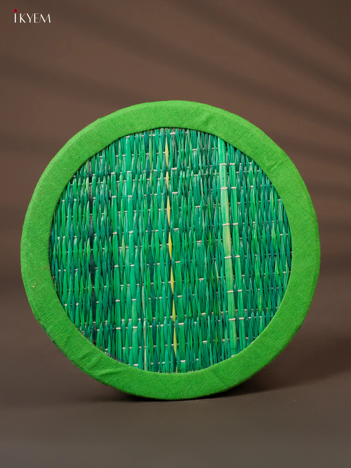 Round  Korai Box with Zari borders - Green - KH01122 - Image 2