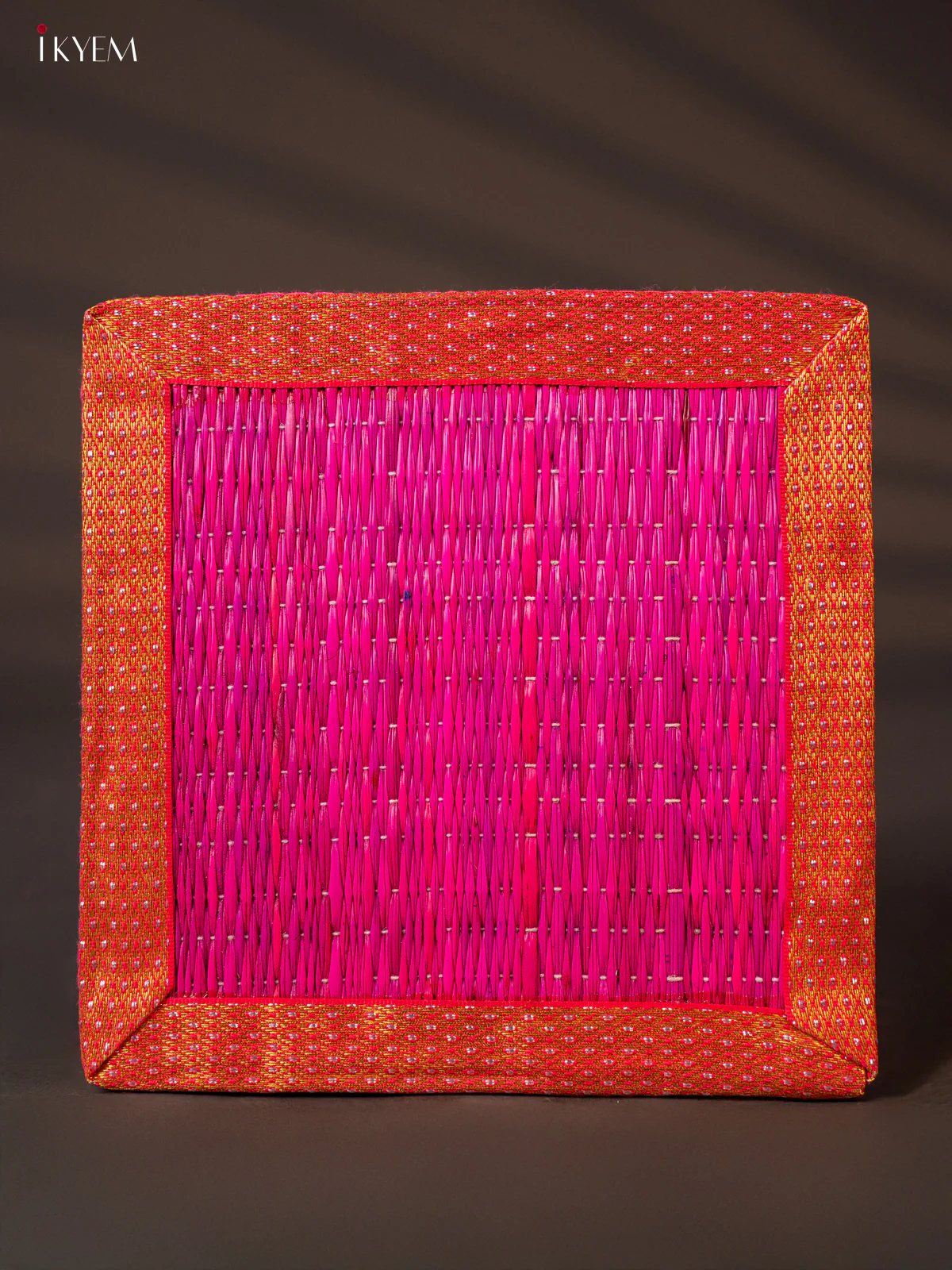 Square Korai Box with Zari borders - Pink - KH01125 - Image 2