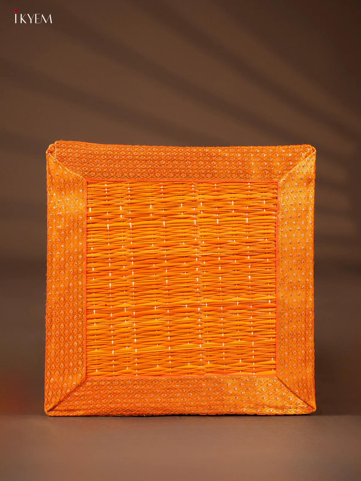 Square Korai Box with Zari borders - Orange - KH01126 - Image 2