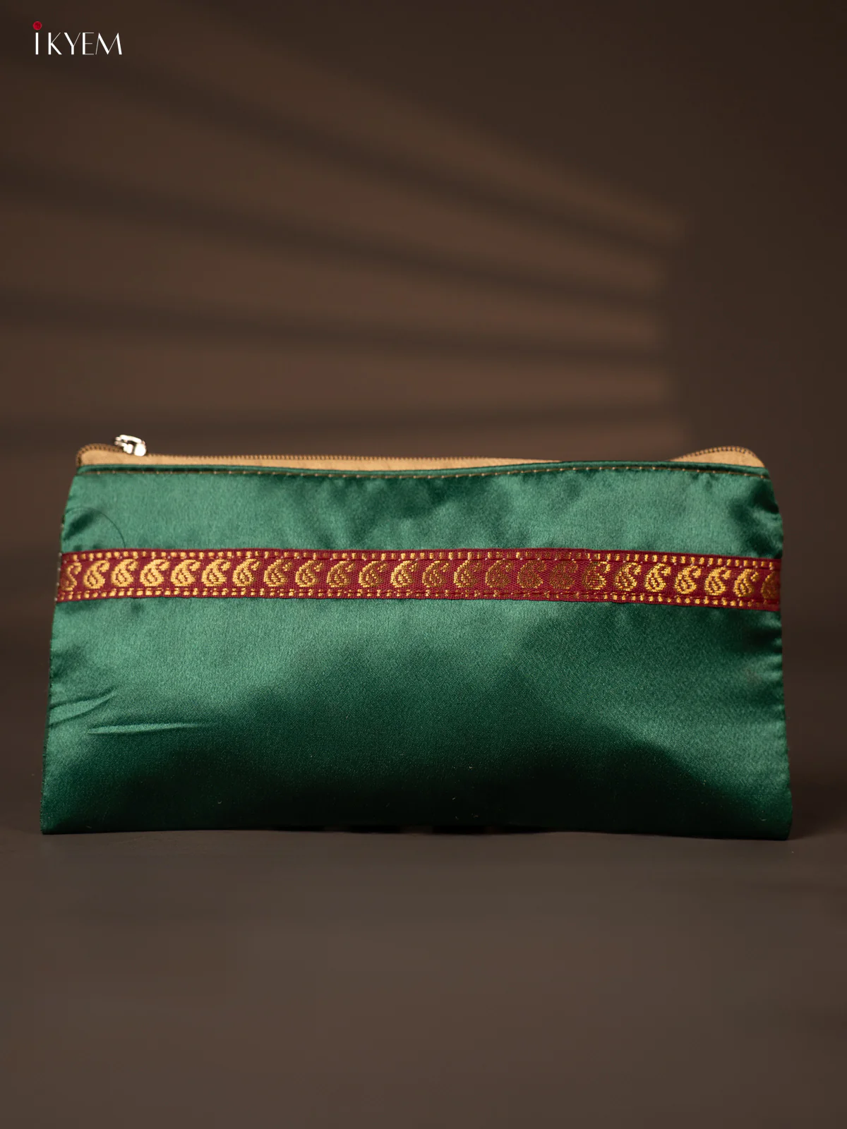 Satin purse lakshmi maroonwith Green - KH04124 - Image 4