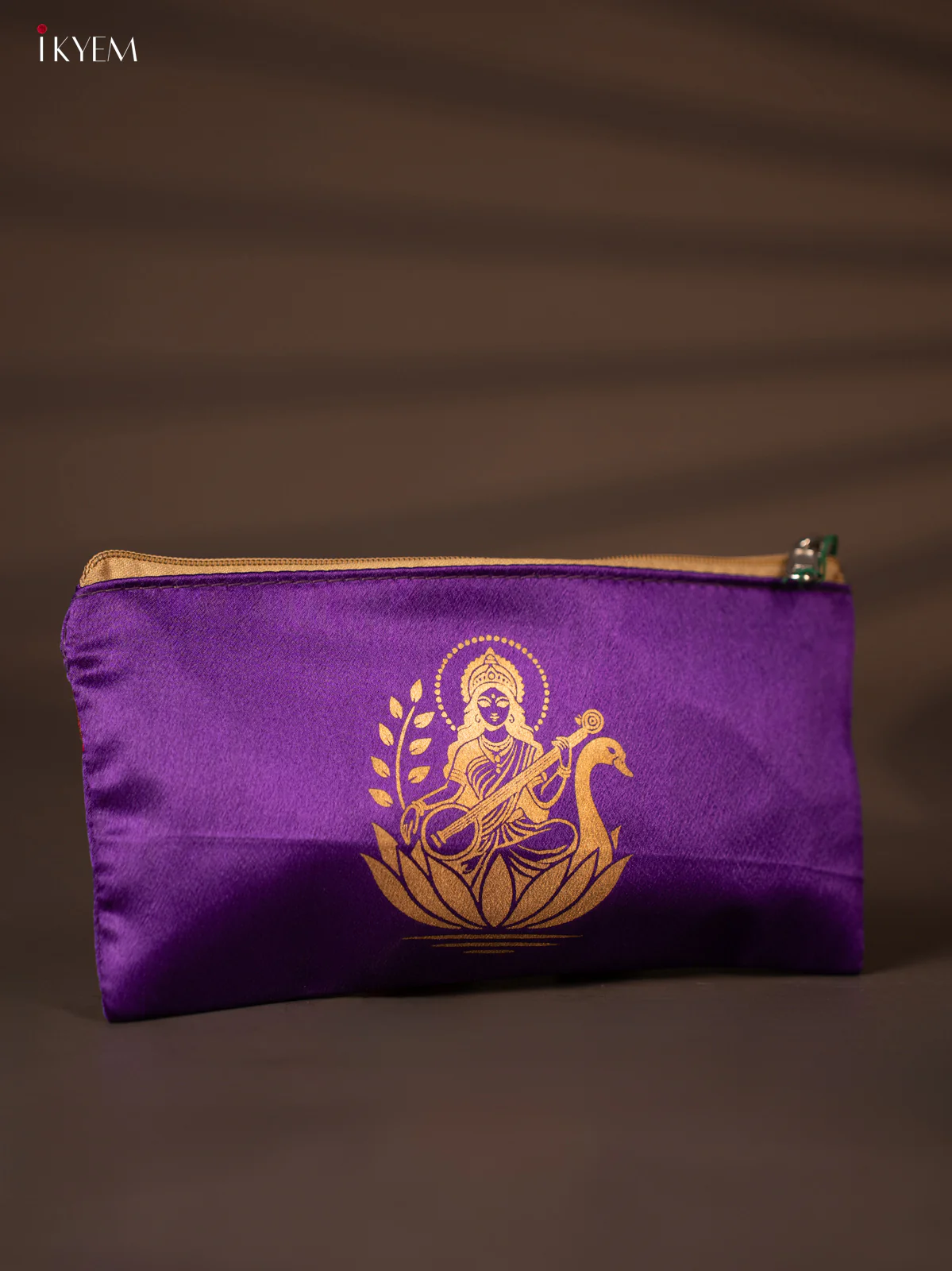Satin purse lakshmi purple with pink - KH04126 - Image 3