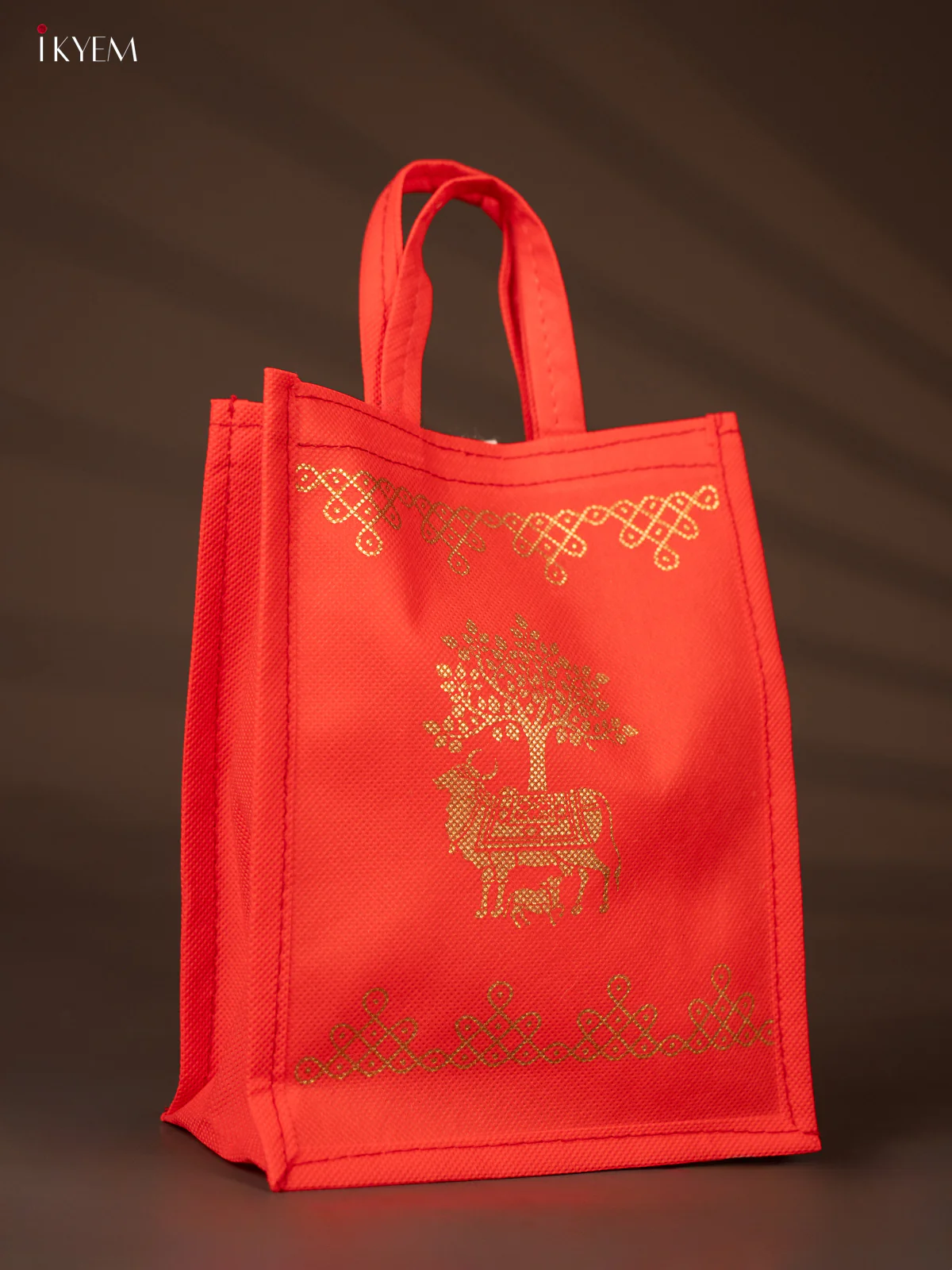 Cow & Calf Printed Non Woven Bag - Red - KH04131 - Image 2