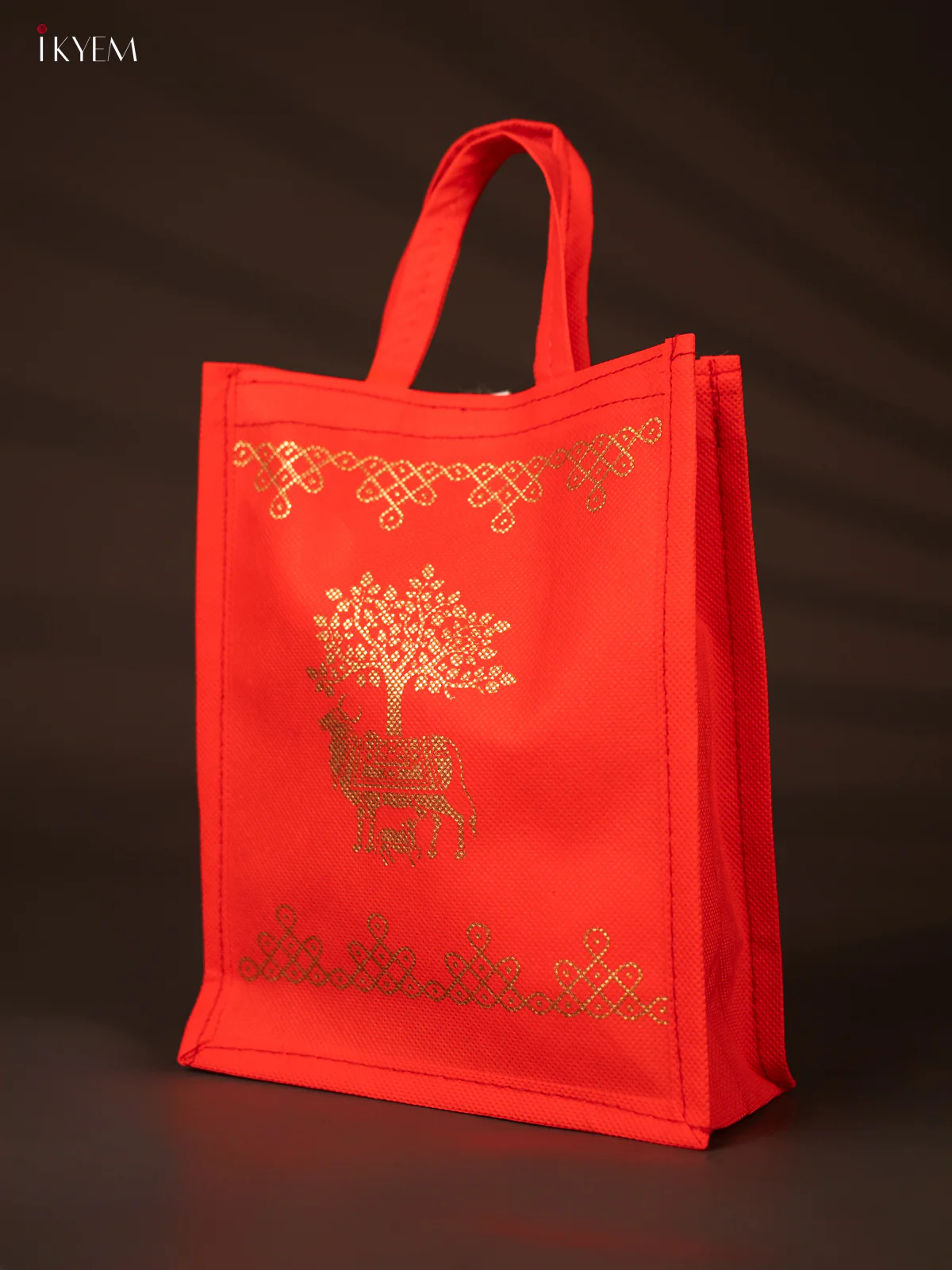 Cow & Calf Printed Non Woven Bag - Red - KH04131 - Image 3