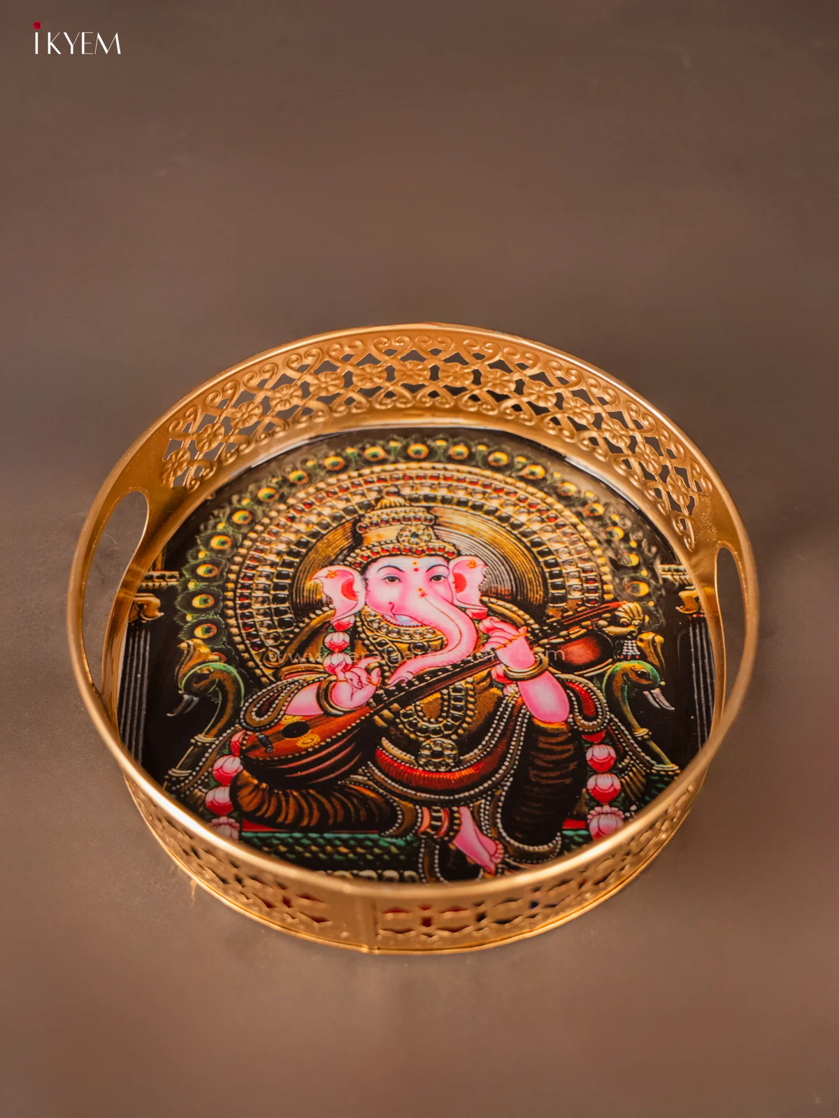Metal Digital tray - Ganesha Black with yellow- 8 Inches -KH05143 - Image 4