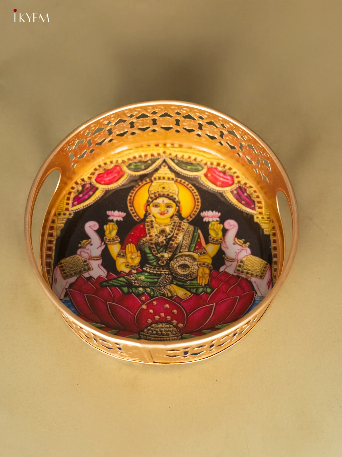 Metal Digital tray - Lakshmi with Lotus Black - 6 Inches - KH05156 - Image 4