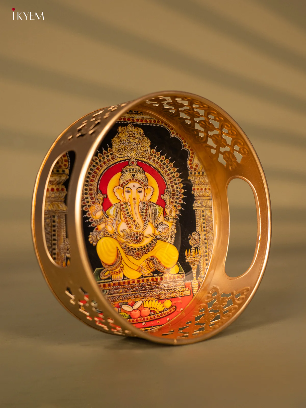 Metal Digital tray - Ganesha Orange with Black -6 Inches - KH05159 - Image 2
