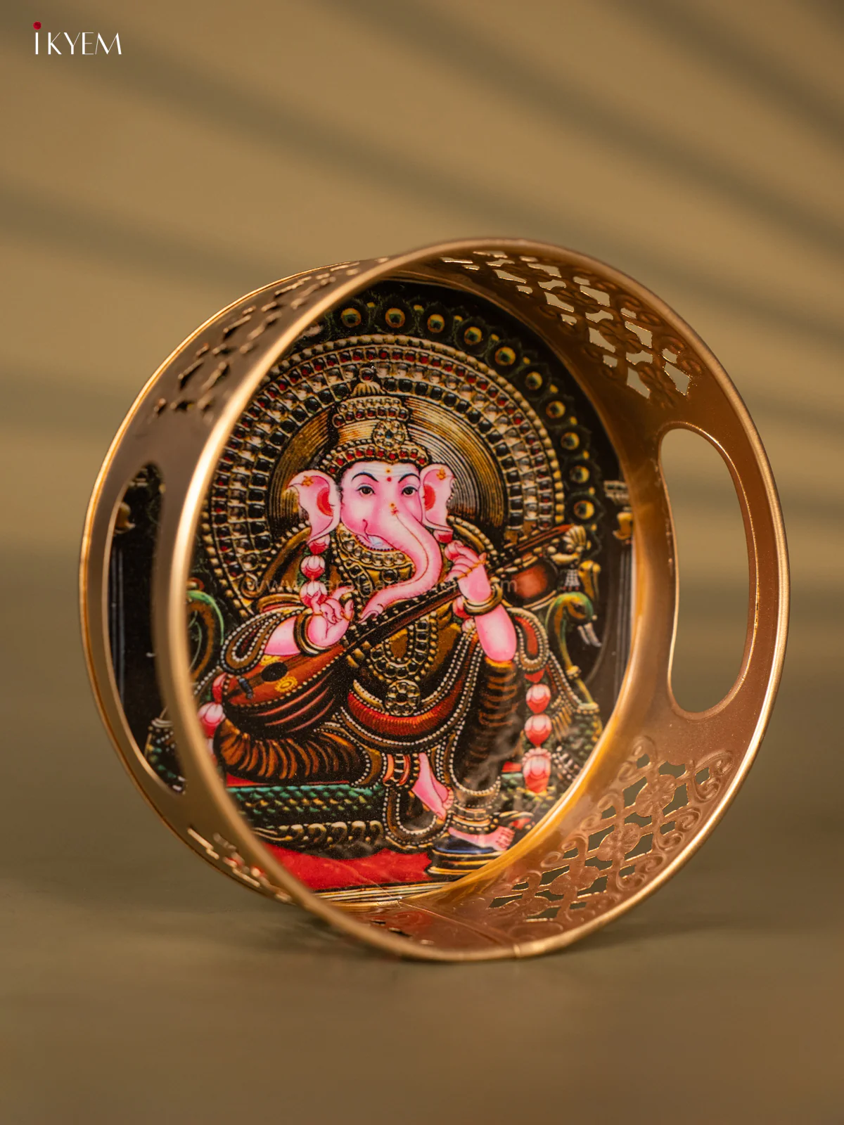 Metal Digital tray - Ganesha Black with yellow- 6 Inches - KH05160 - Image 2