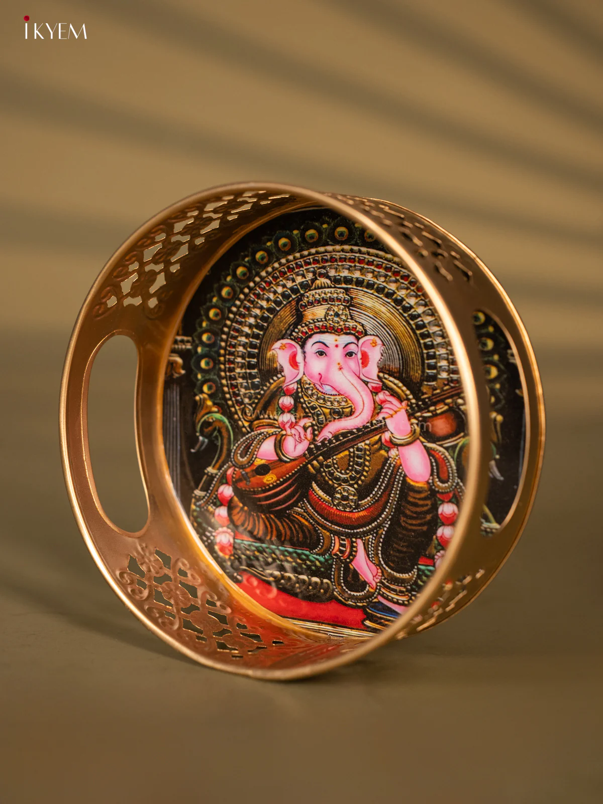 Metal Digital tray - Ganesha Black with yellow- 6 Inches - KH05160 - Image 3