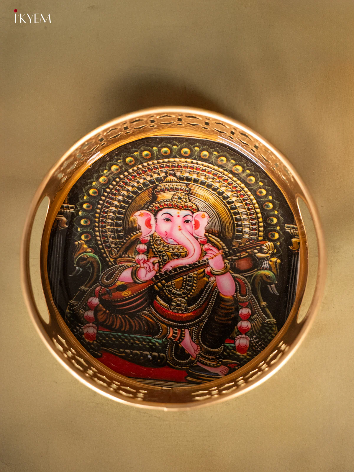 Metal Digital tray - Ganesha Black with yellow- 6 Inches - KH05160 - Image 4