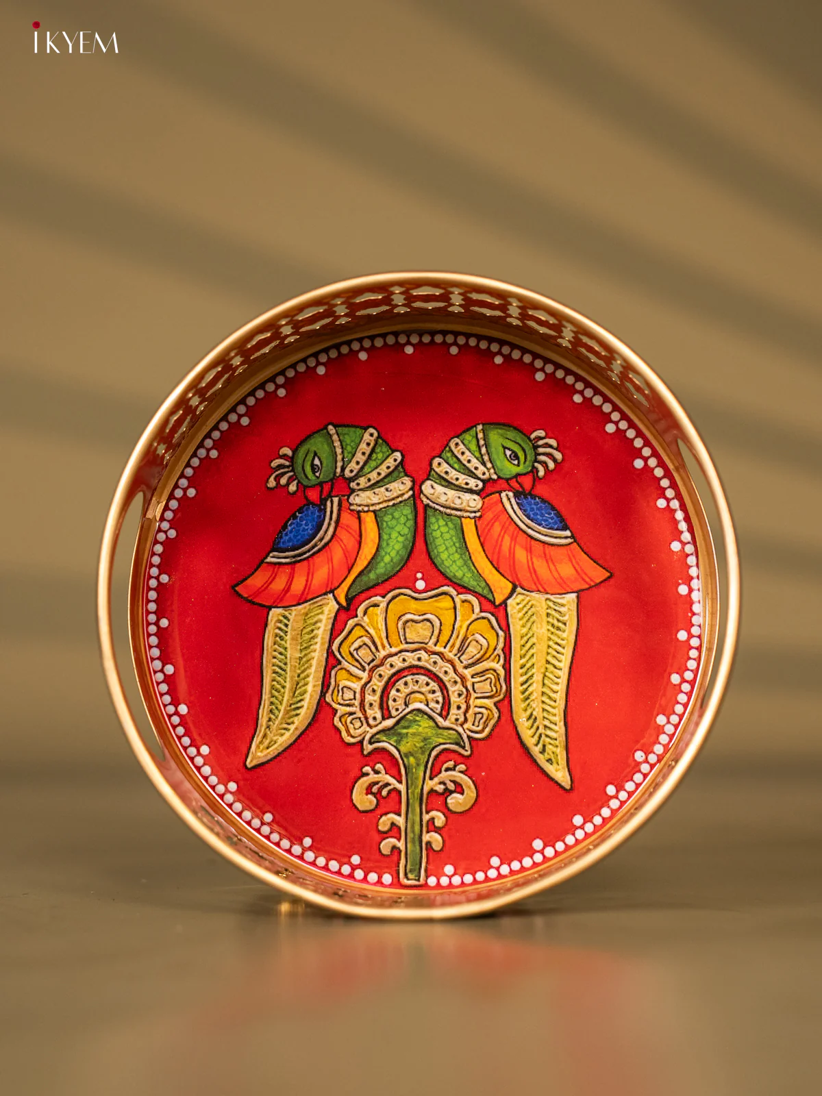 Metal Digital Tray- Parrot With Red - 6 Inches - KH05169