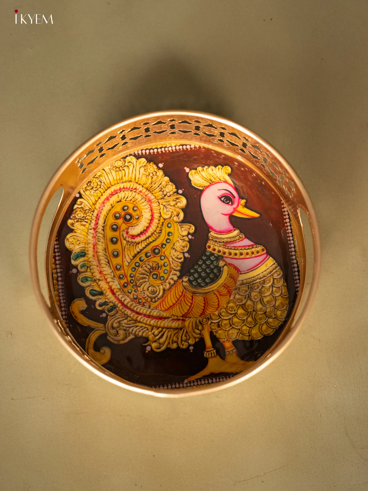 Metal Digital Tray- Annapakshi - Maroon - 6 Inches - KH05172 - Image 4