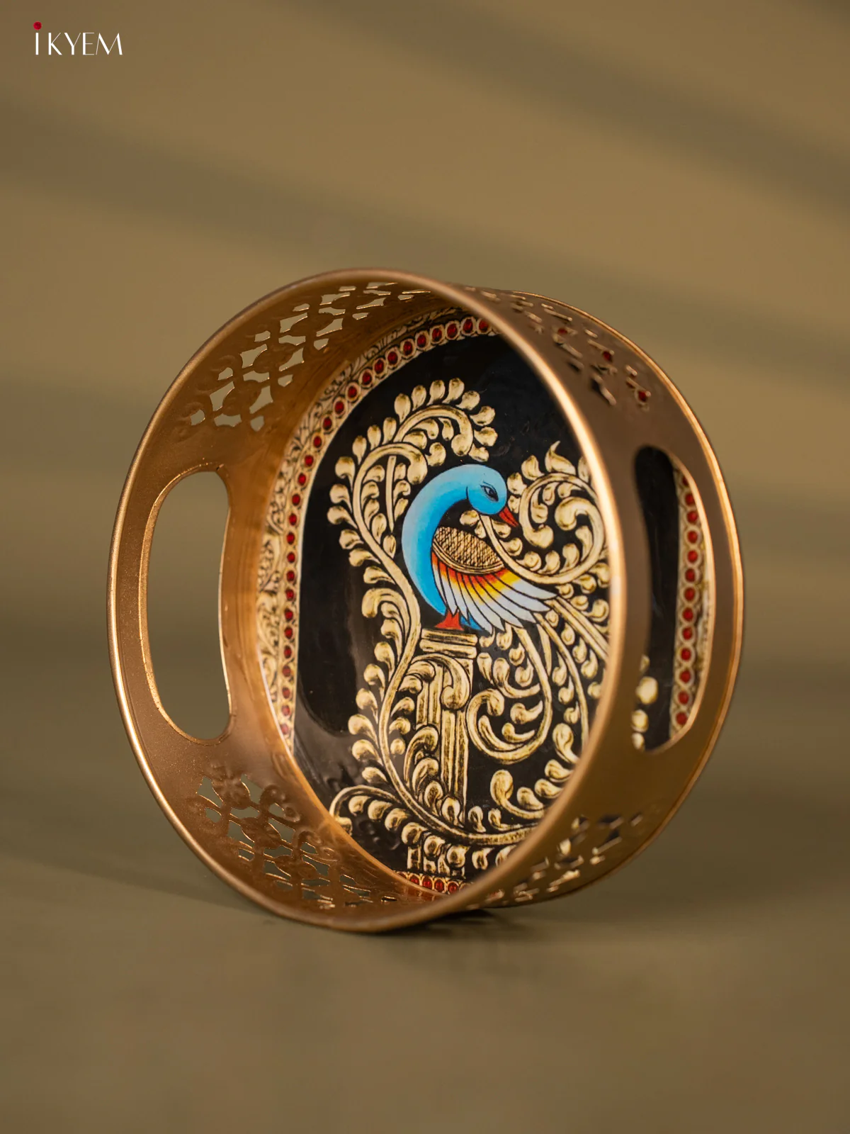 Metal Digital Tray- Peacock With Black -  6 Inches - KH05173 - Image 3