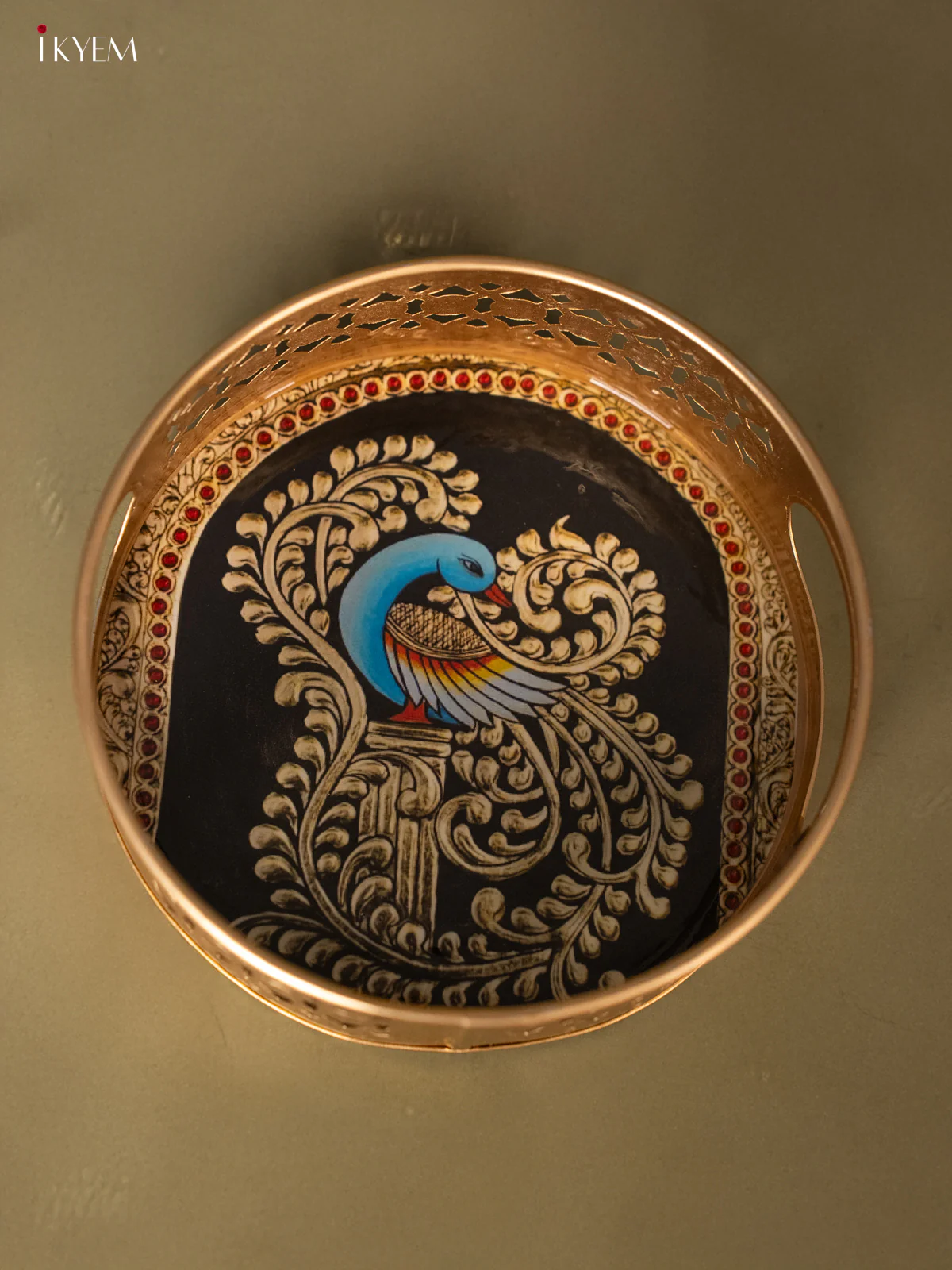 Metal Digital Tray- Peacock With Black -  6 Inches - KH05173 - Image 4