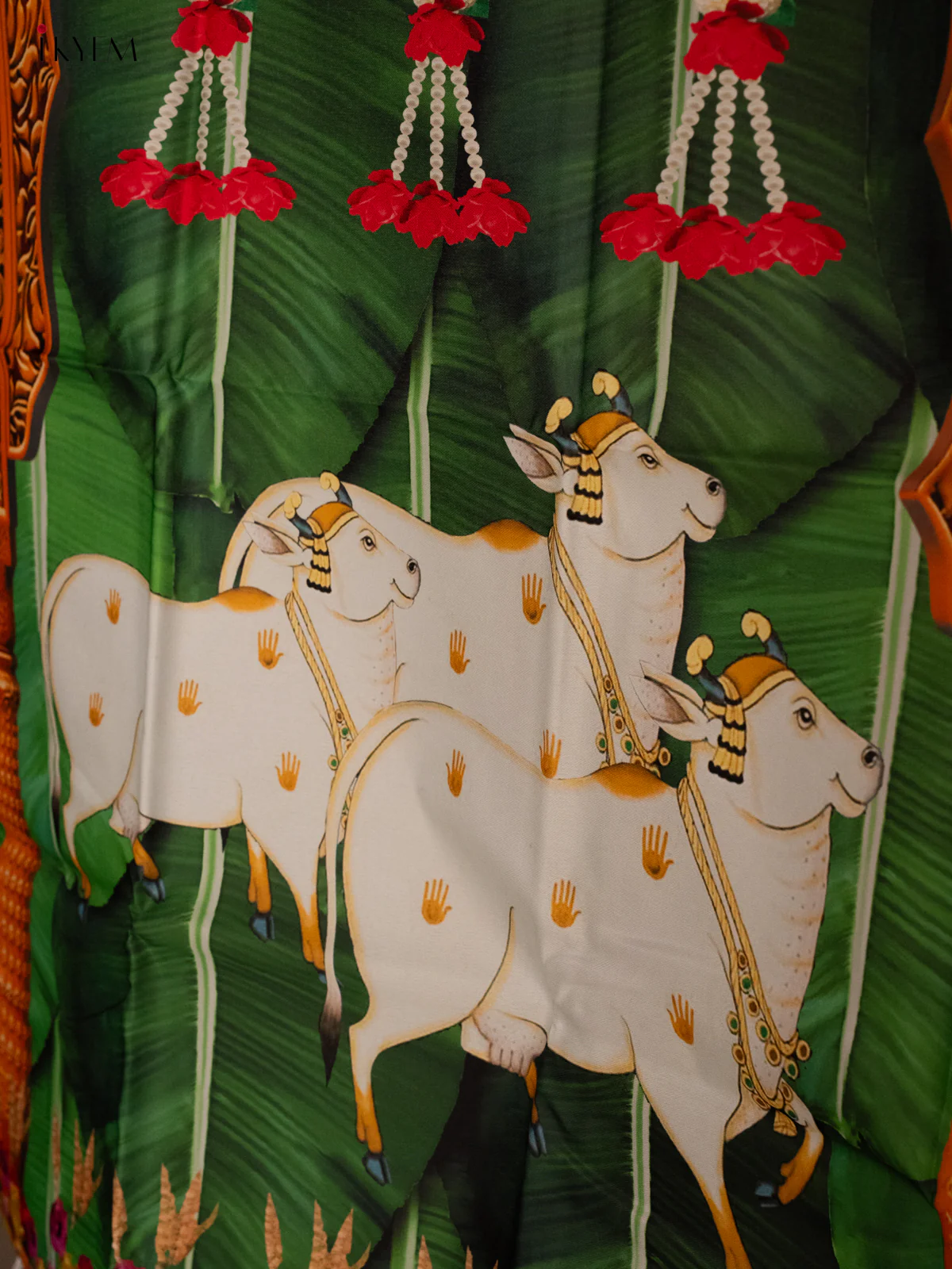 Pichwai Backdrop - Green - (5×8 feet) - KH06129 - Image 5