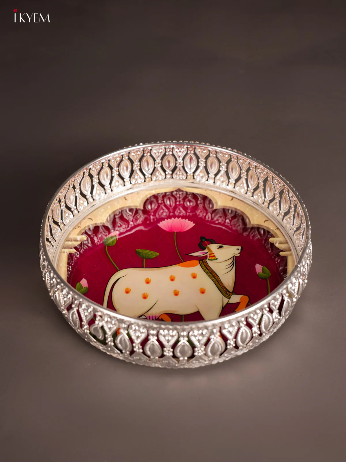 Digital Printed German Silver Tray - Cow Purple - 8 Inches - KH07195 - Image 4