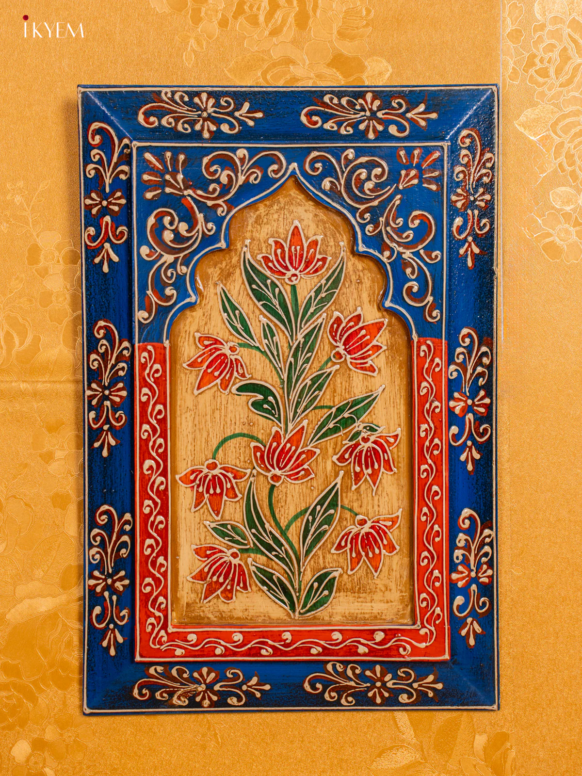Wooden Hand Painted Wall Frame - Blue - 12 Inches - KH08112