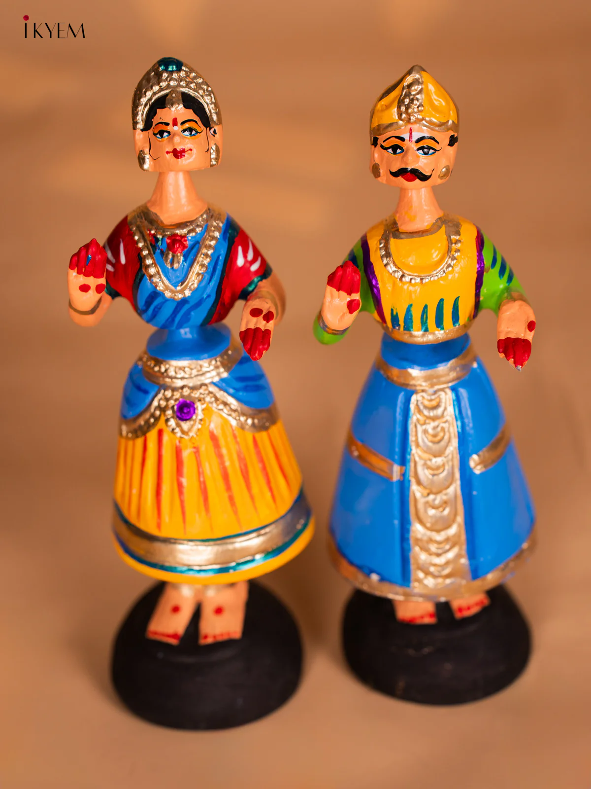 Thanjavur Dancing Doll - Couples - 9 Inches - Blue & Yellow - KH13123 - Image 2