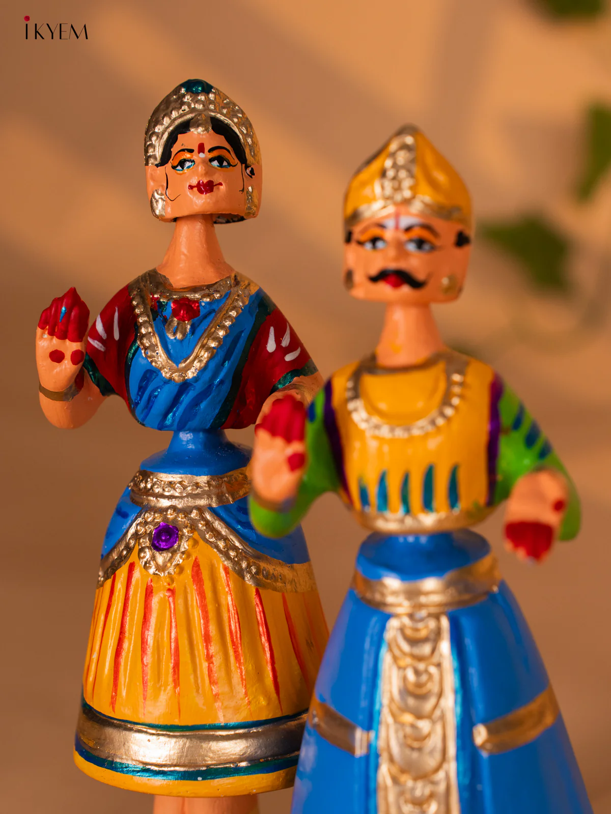 Thanjavur Dancing Doll - Couples - 9 Inches - Blue & Yellow - KH13123 - Image 3