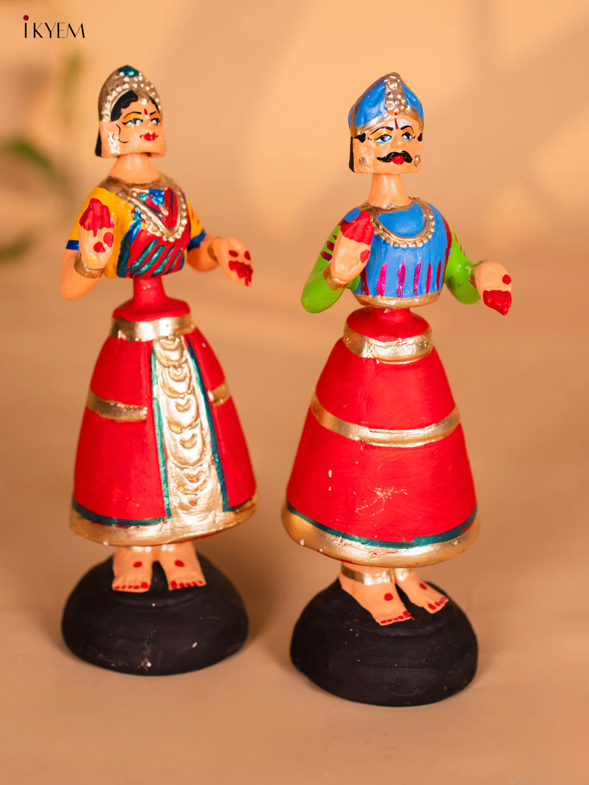 Thanjavur Dancing Doll - Couples - 9 Inches- Red & Blue - KH13124 - Image 2