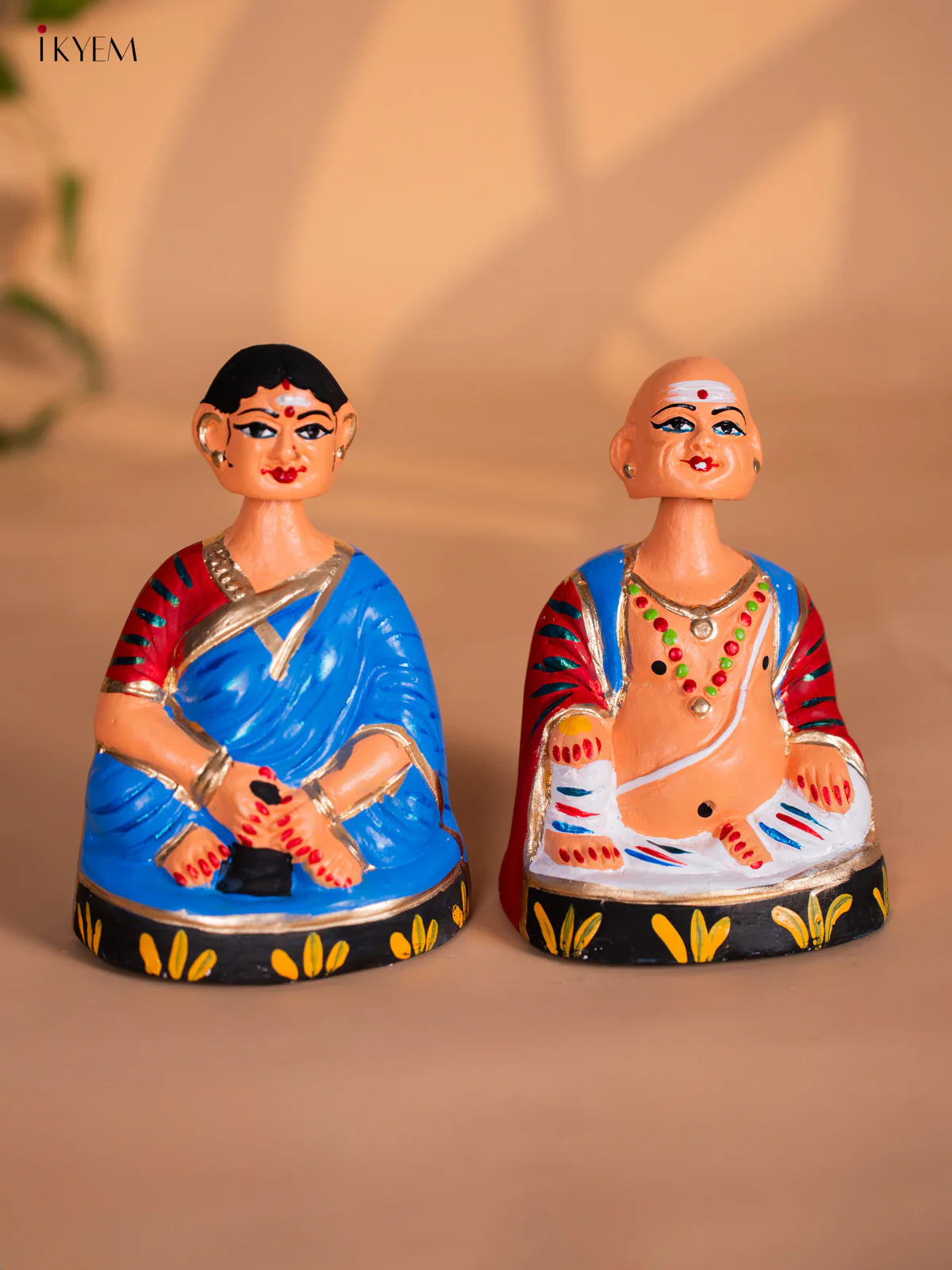 Thanjavur Dancing Doll - Couples - 7 Inch - Red & Blue - KH13148