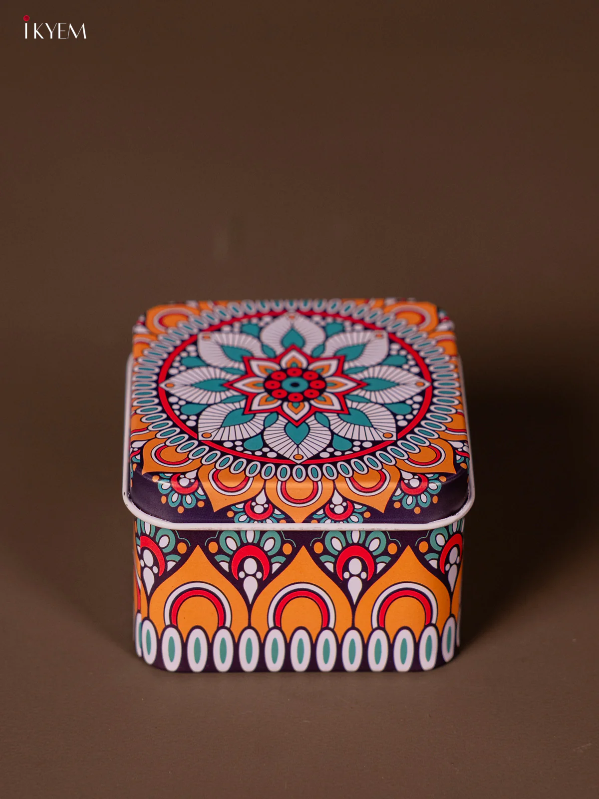 Square Decorative Tin Box - Multicolour - KH14120