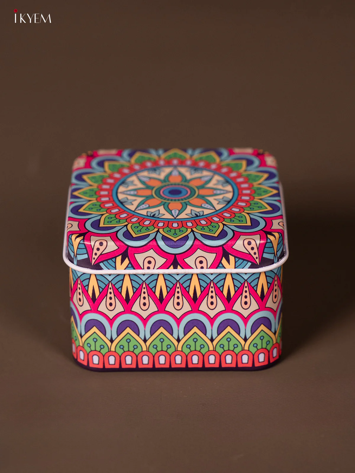 Square Decorative Tin Box - Multicolour - KH14124