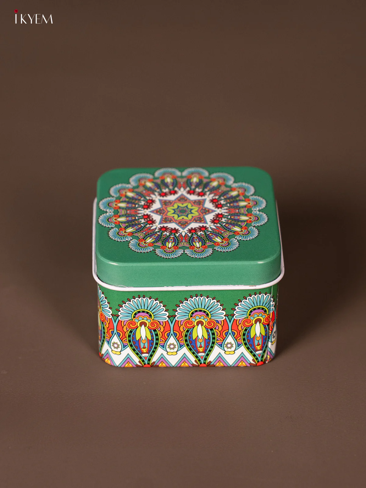 Square Decorative Tin Box - Green - KH14128