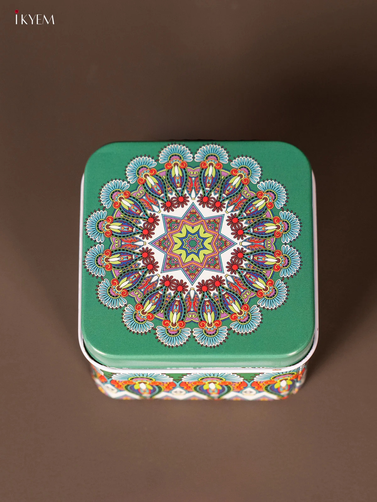Square Decorative Tin Box - Green - KH14128 - Image 2