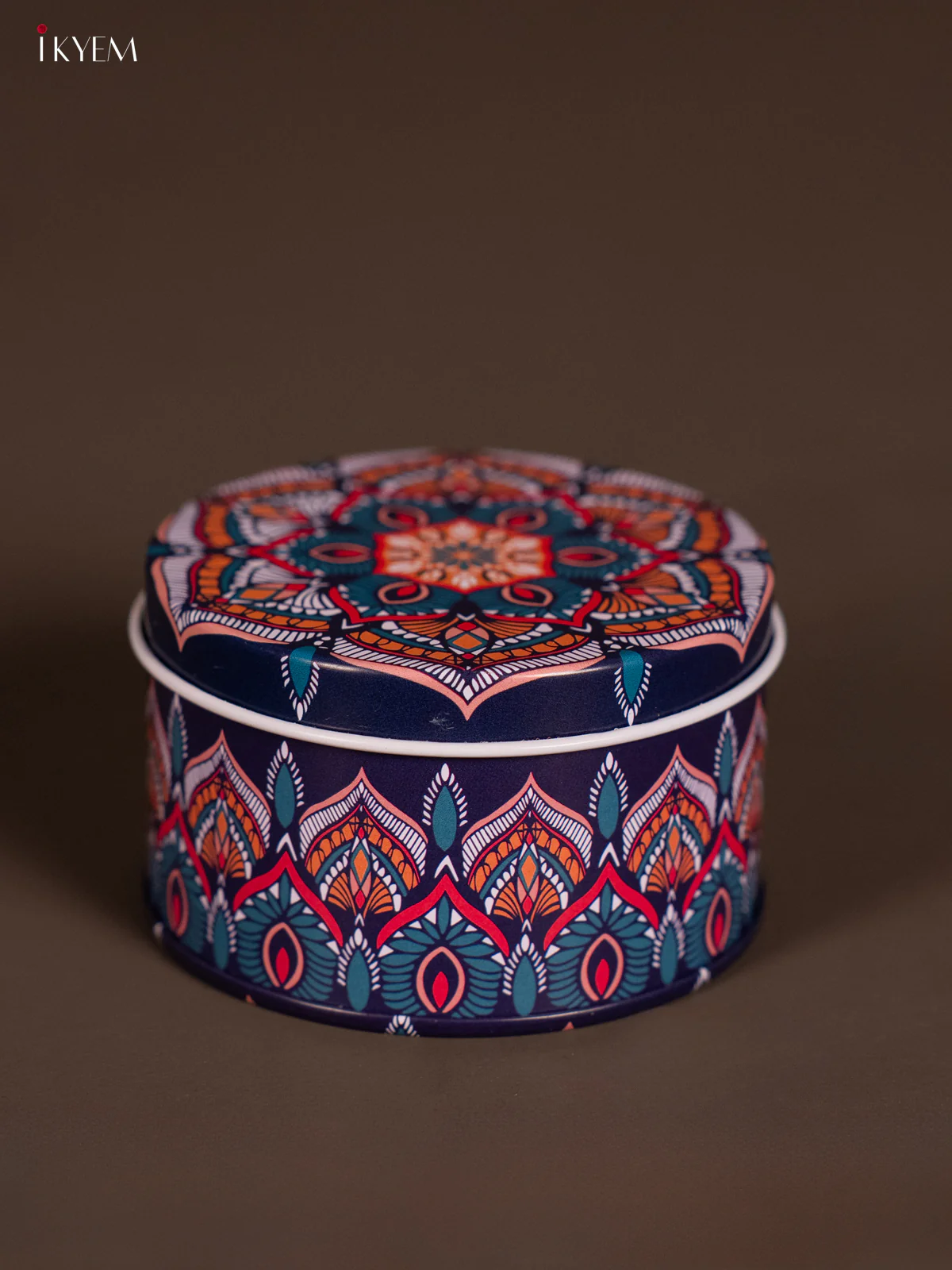 Round Decorative Tin Box - Multicolour - KH14131