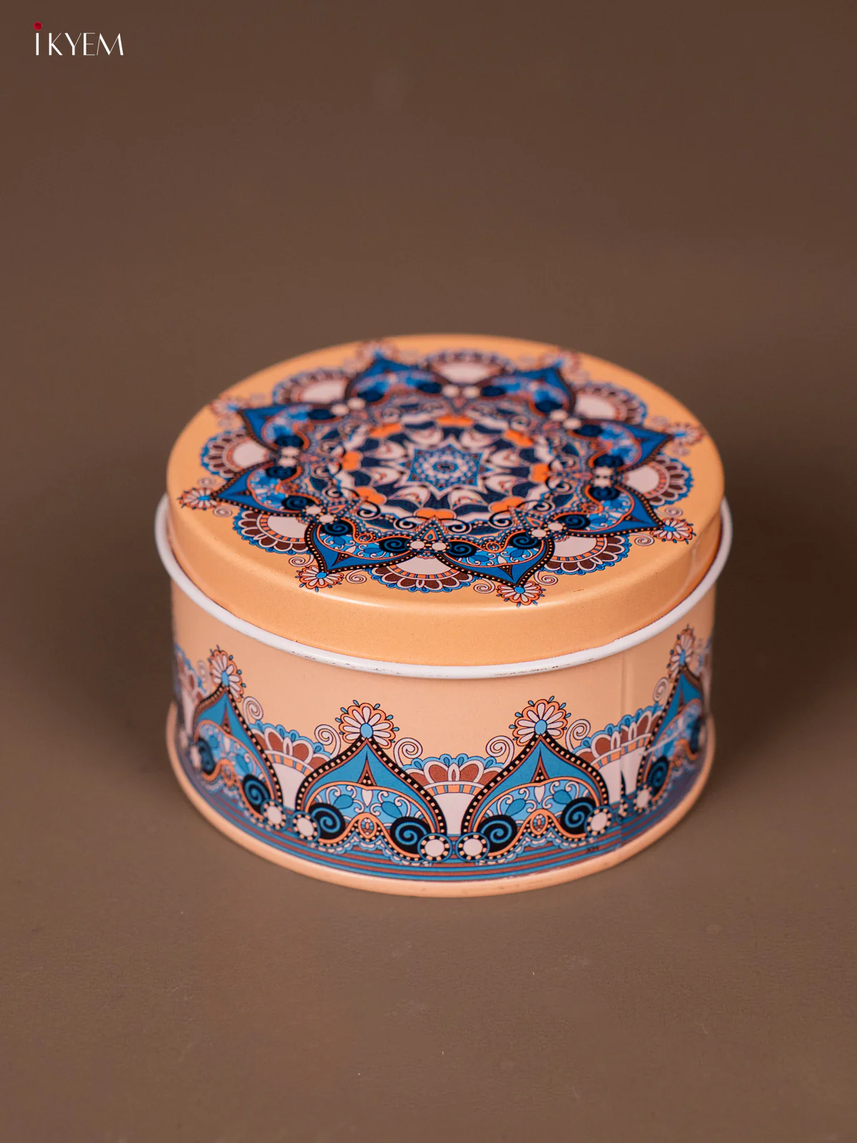 Round Decorative Tin Box - Multicolour - KH14136