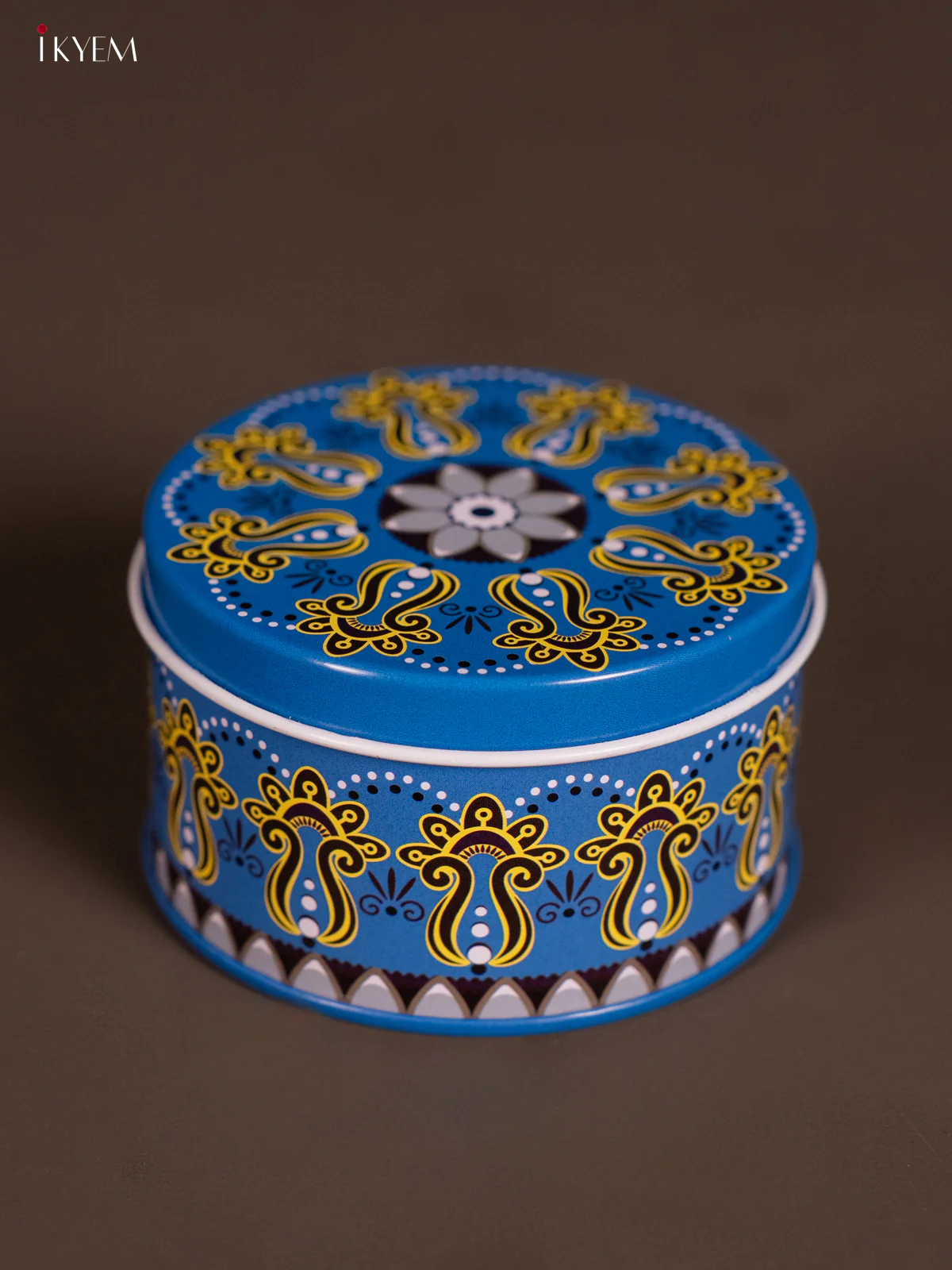 Round Decorative Tin Box - Multicolour - KH14137