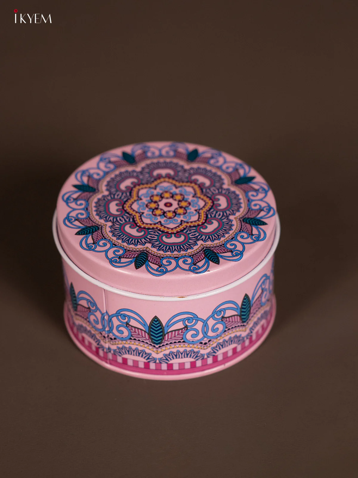 Round Decorative Tin Box - Multicolour - KH14140