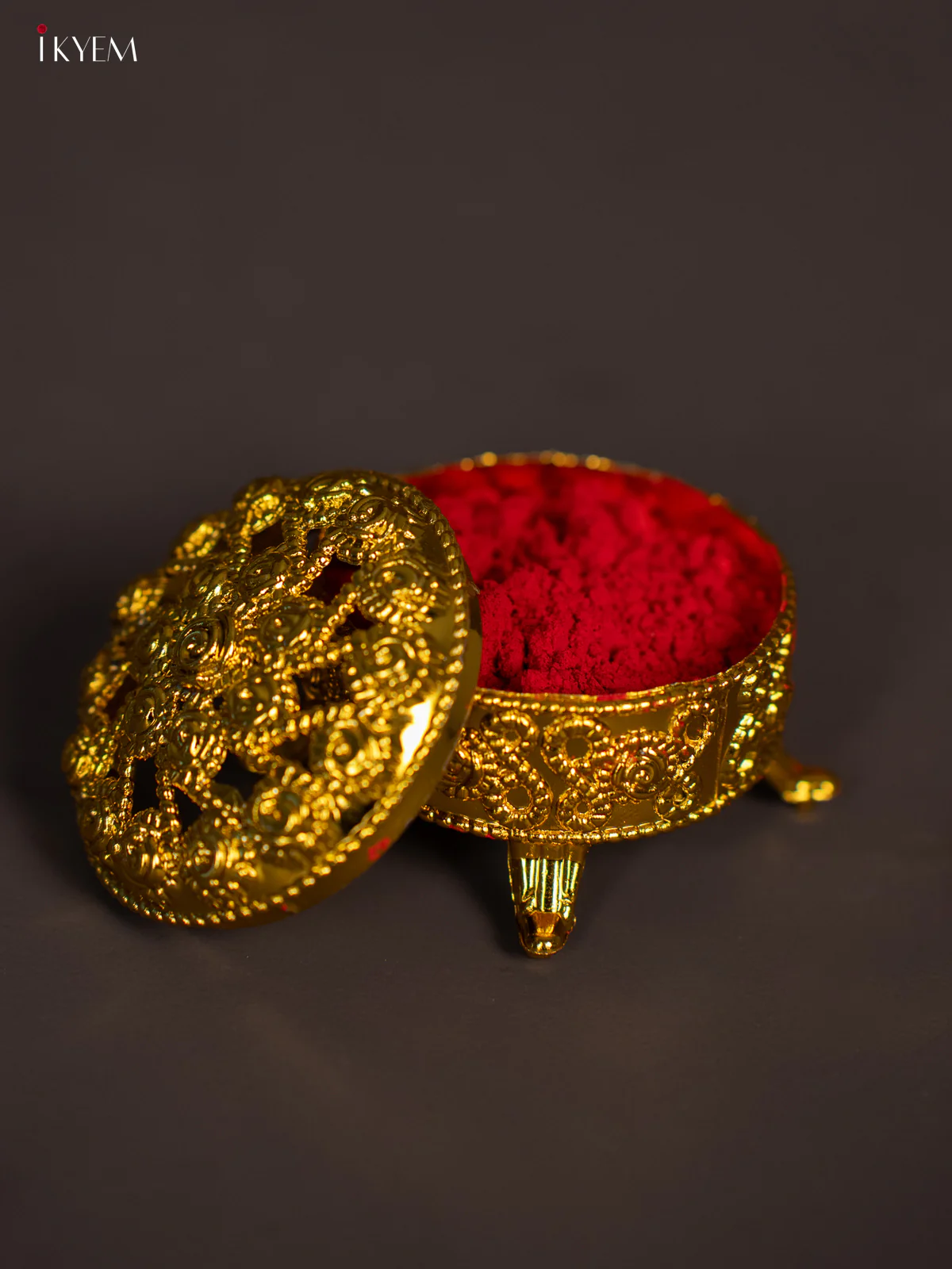 Gold Kumkum Holder with Stand - KH14144 - Image 3