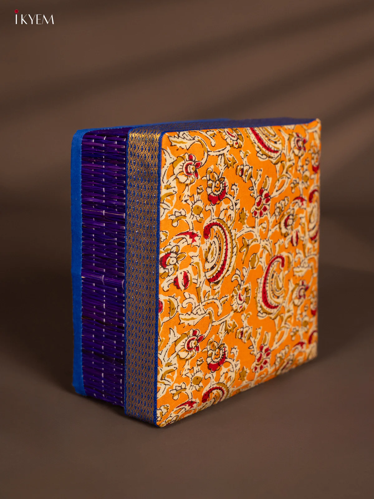 Korai Kalamkari square box - Blue - (7.5 x 7.5) Inches - KH14155 - Image 3