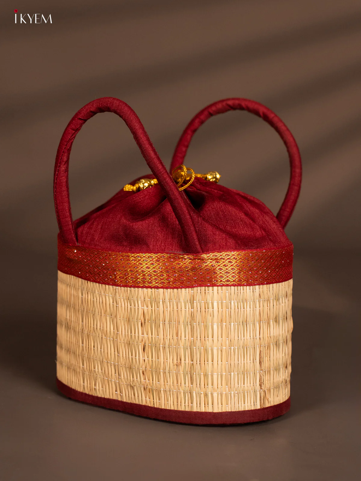 Maroon Korai Stackable Basket with Potli - 5 Inch - KH14172 - Image 2