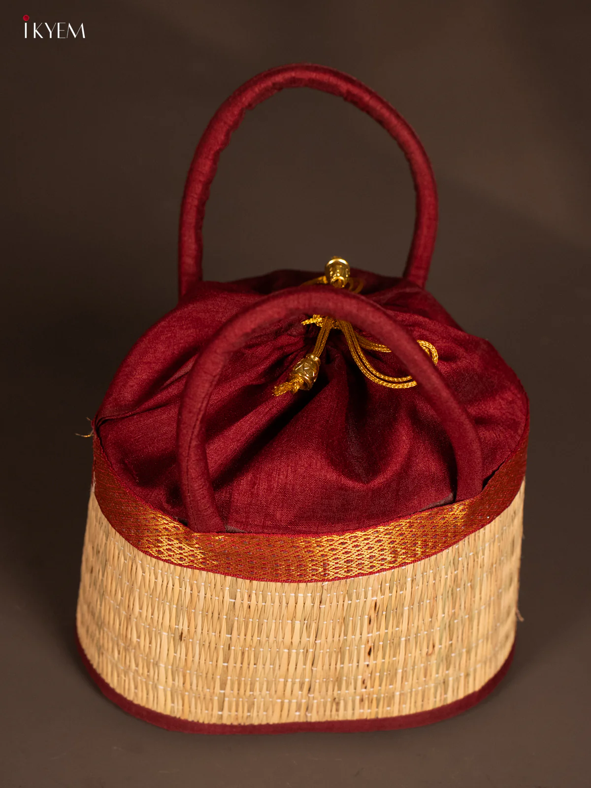 Maroon Korai Stackable Basket with Potli - 5 Inch - KH14172 - Image 3